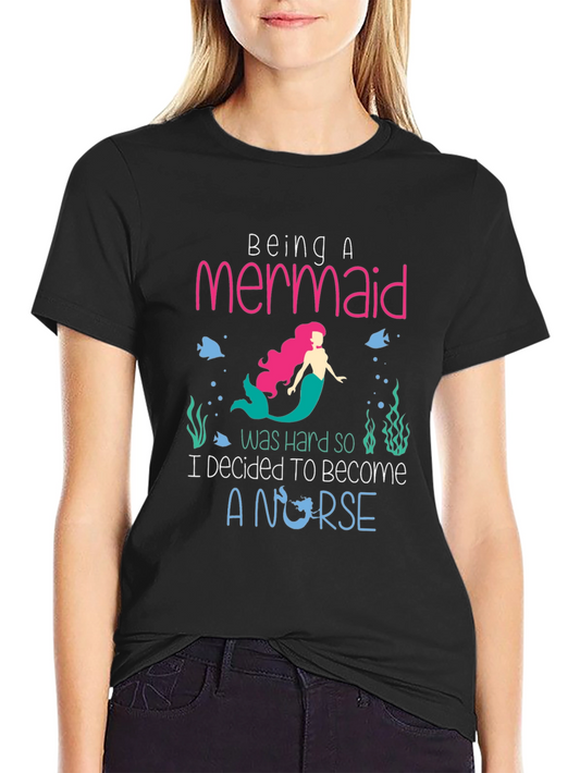Mermaid Nurse Graphic Tee - Novelty T-Shirt