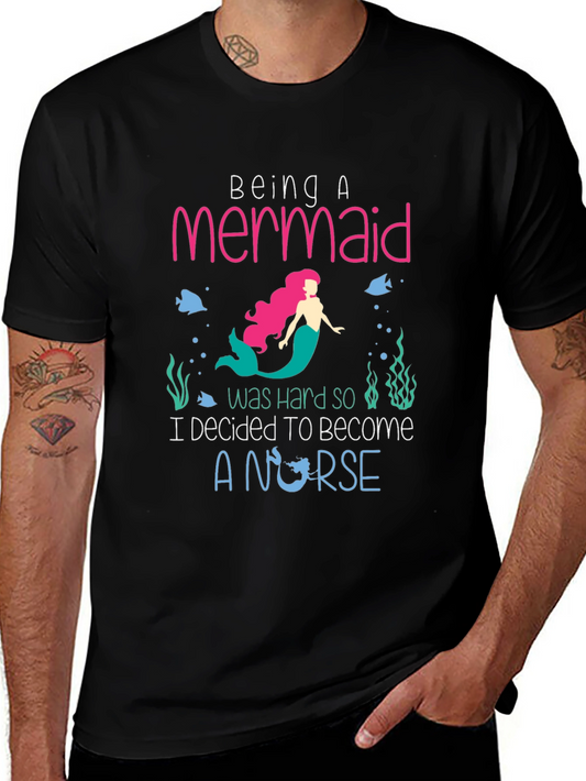 Mermaid Nurse Graphic Tee - Novelty T-Shirt