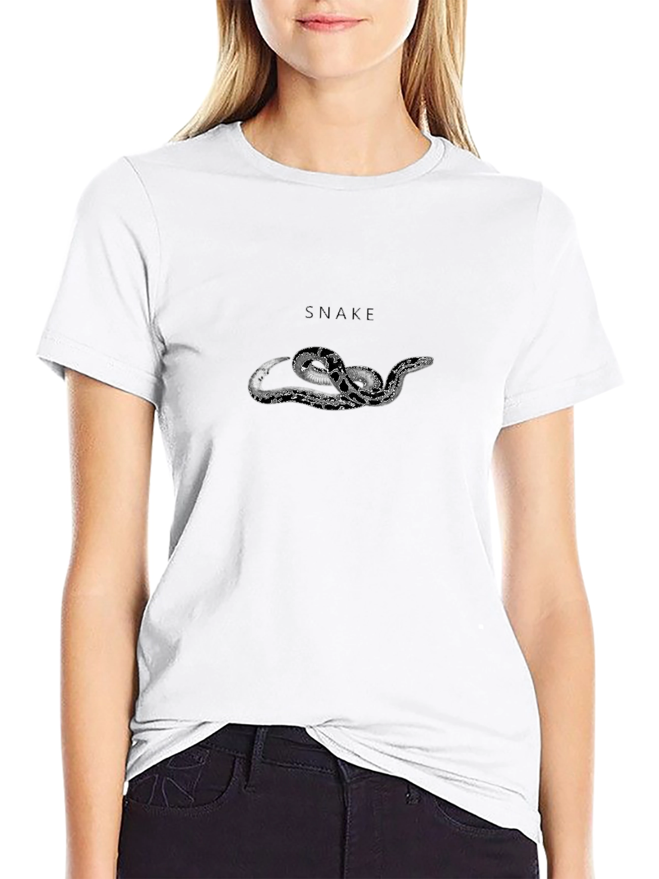 Snake Graphic Print Black T-Shirt
