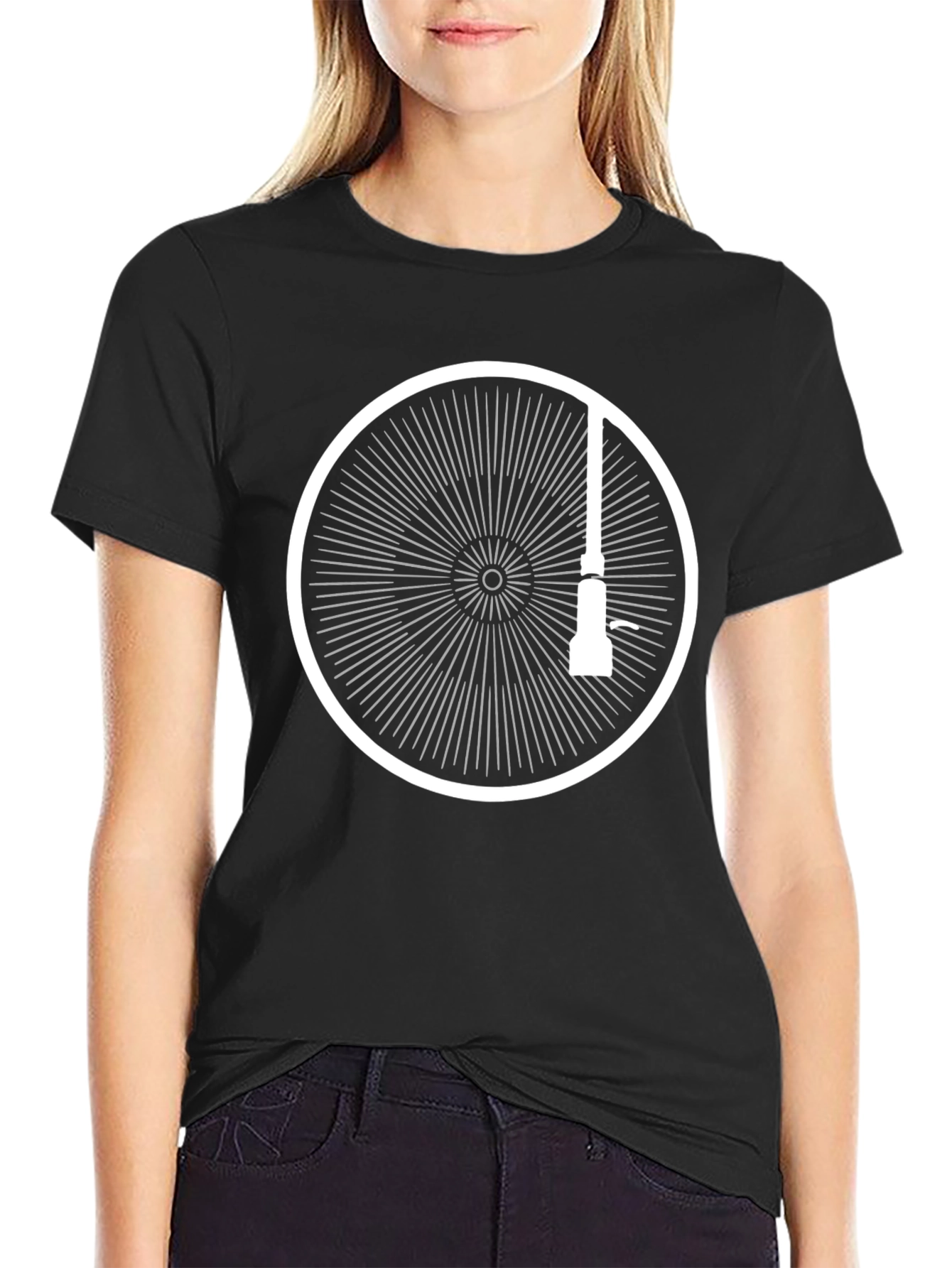 Black T-Shirt with Graphic Circle Design