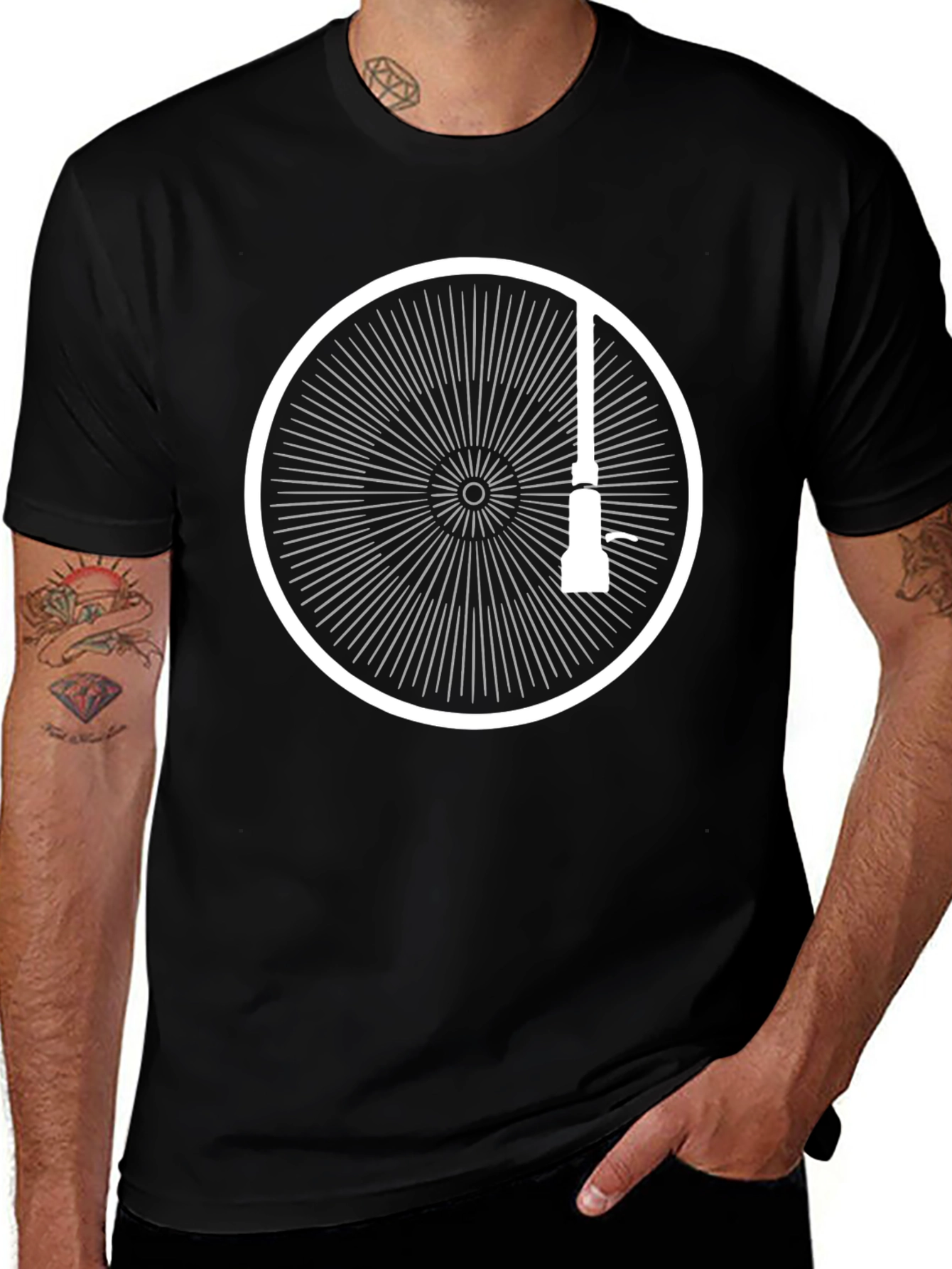 Black T-Shirt with Graphic Circle Design