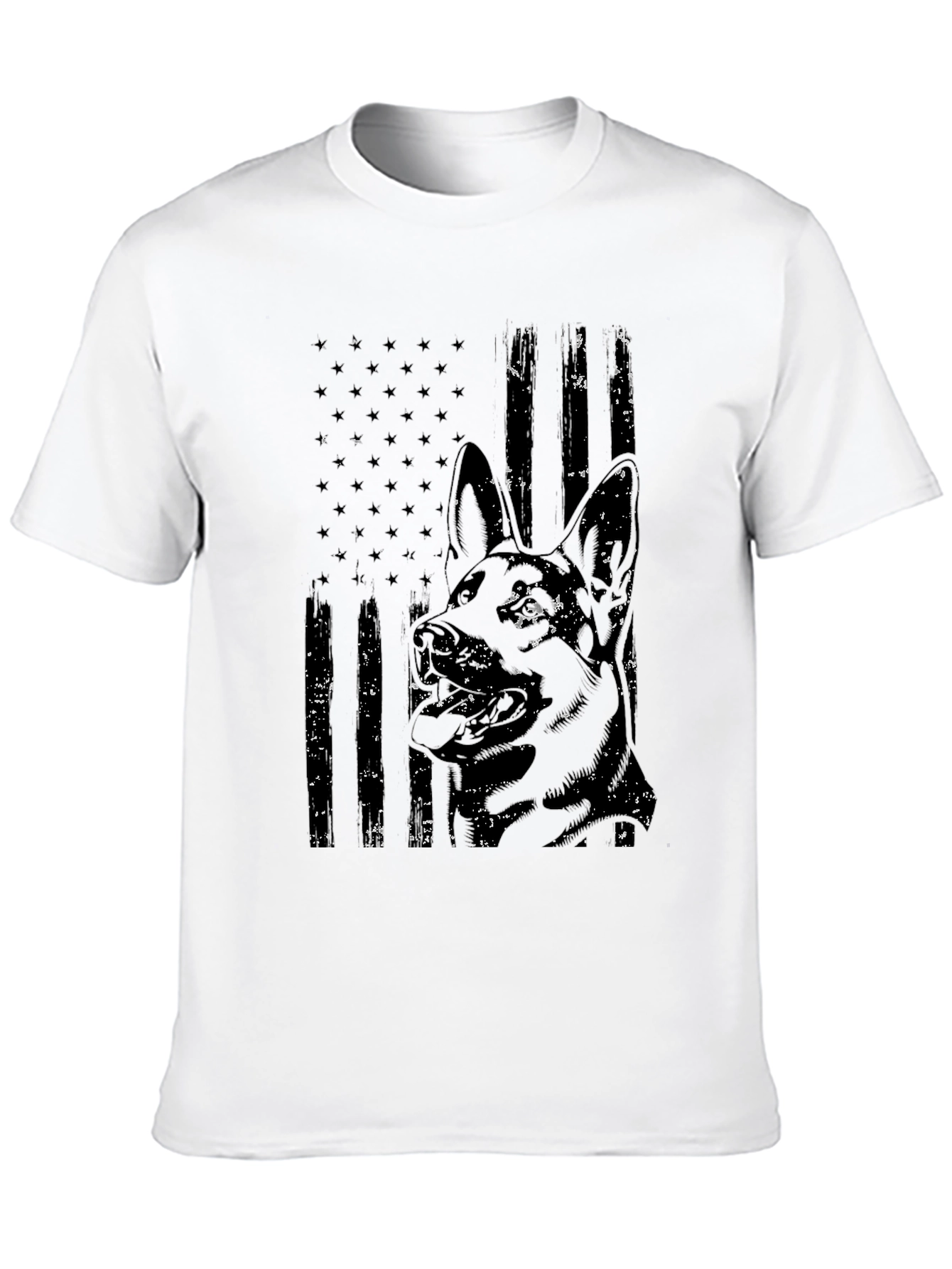 Distressed German Shepherd American Flag T-Shirt