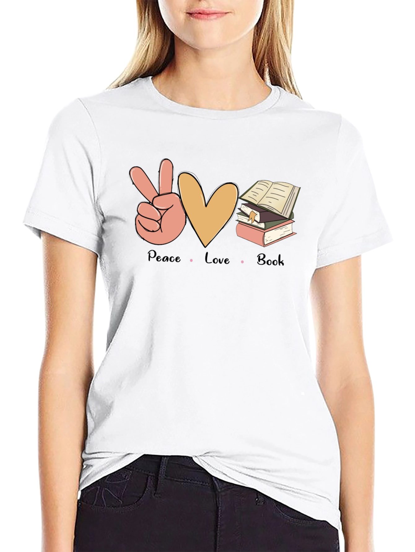 Peace Love Book T-Shirt - Unisex Casual Tee