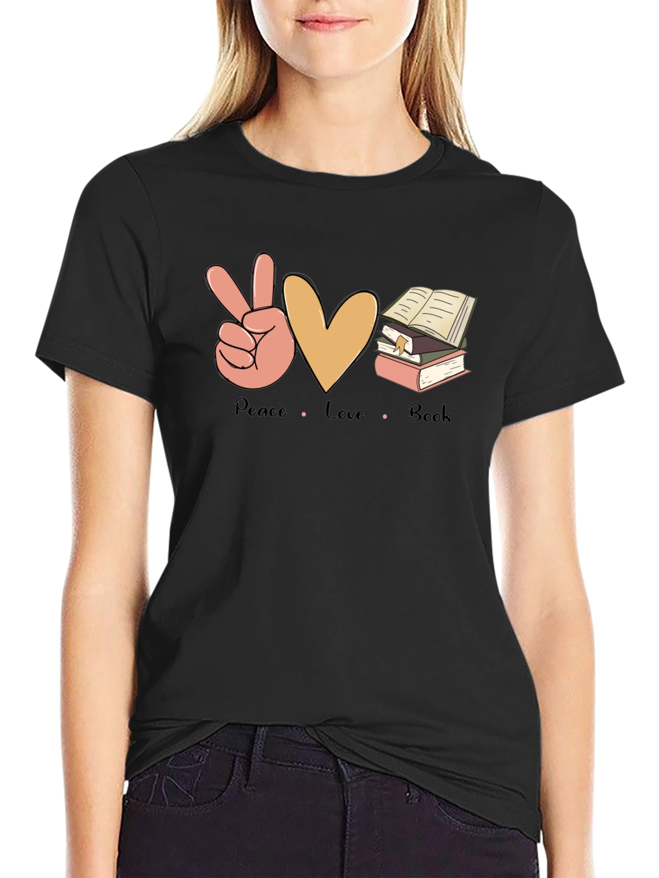 Peace Love Book T-Shirt - Unisex Casual Tee