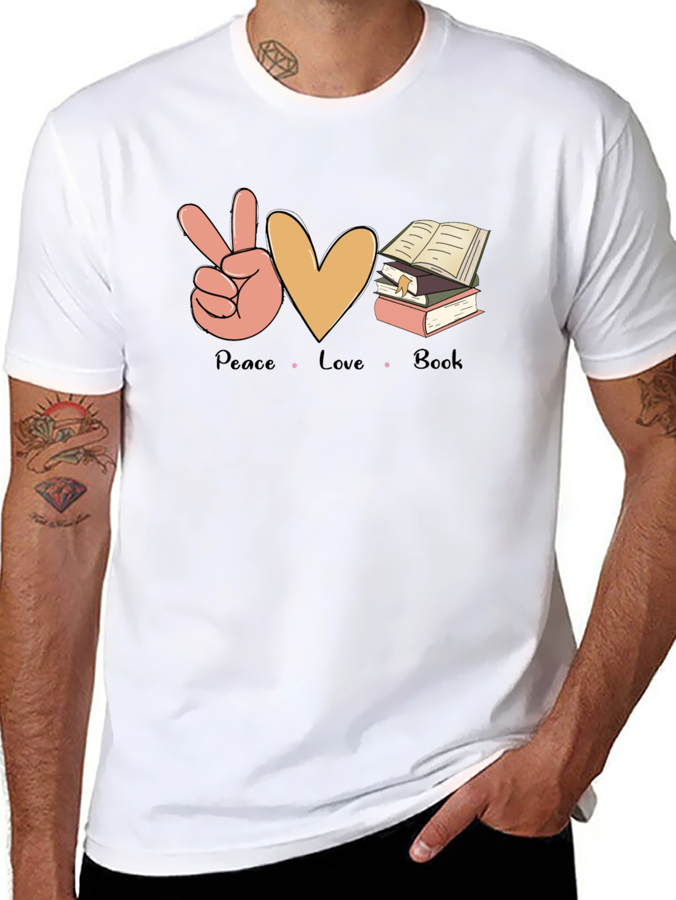 Peace Love Book T-Shirt - Unisex Casual Tee
