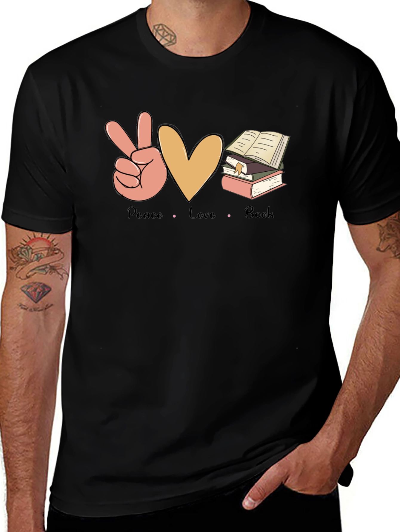 Peace Love Book T-Shirt - Unisex Casual Tee