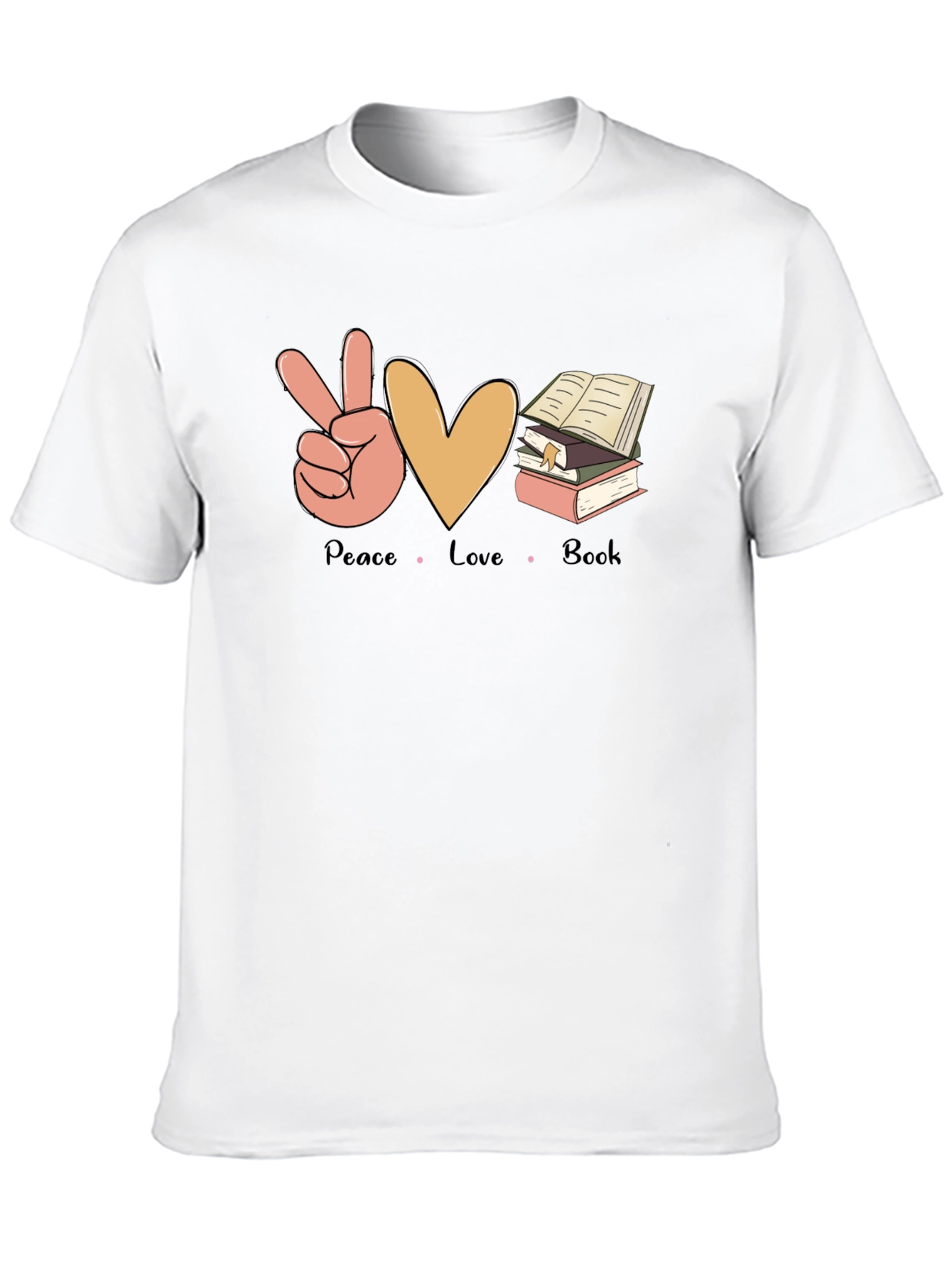 Peace Love Book T-Shirt - Unisex Casual Tee