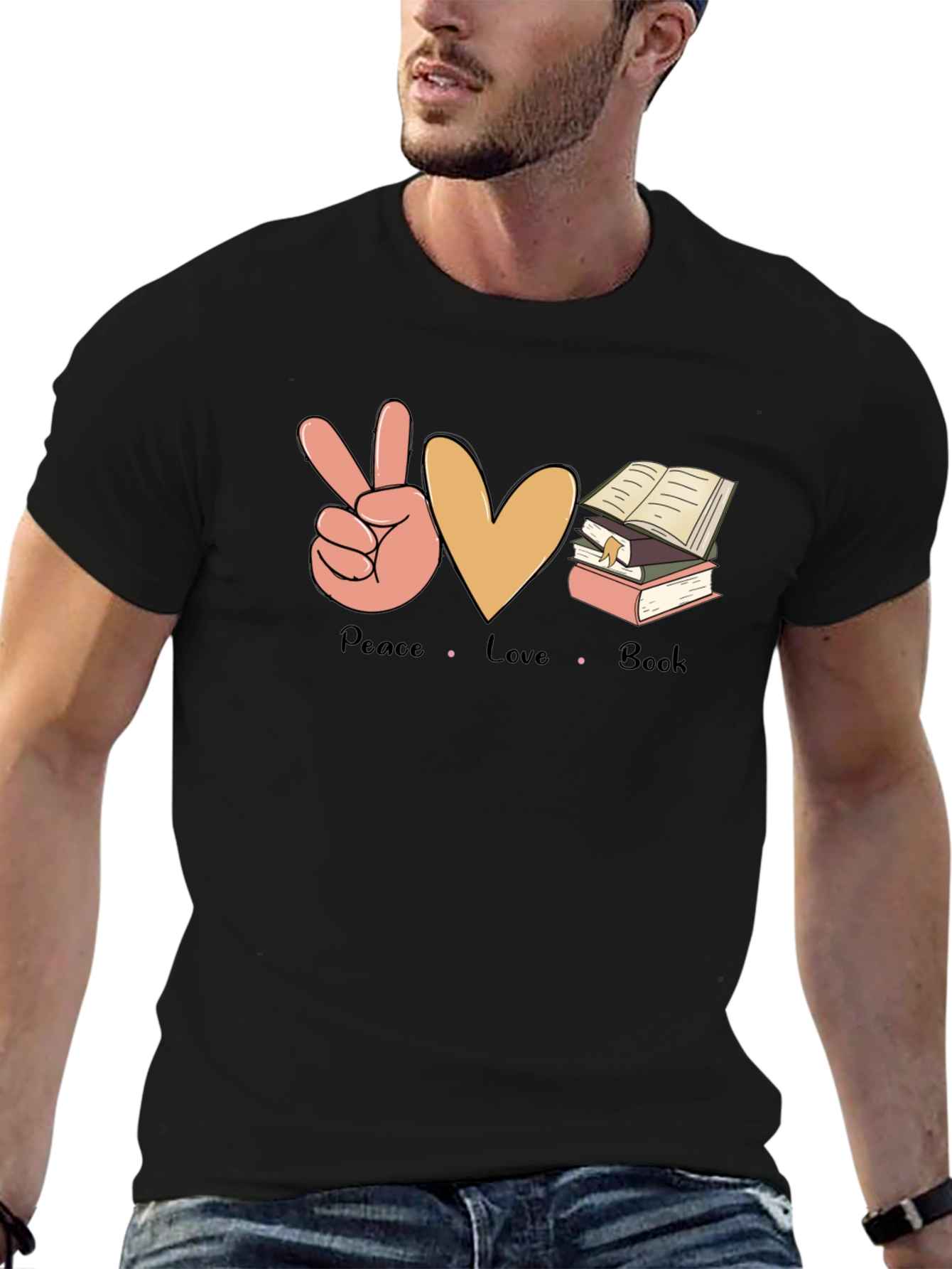 Peace Love Book T-Shirt - Unisex Casual Tee