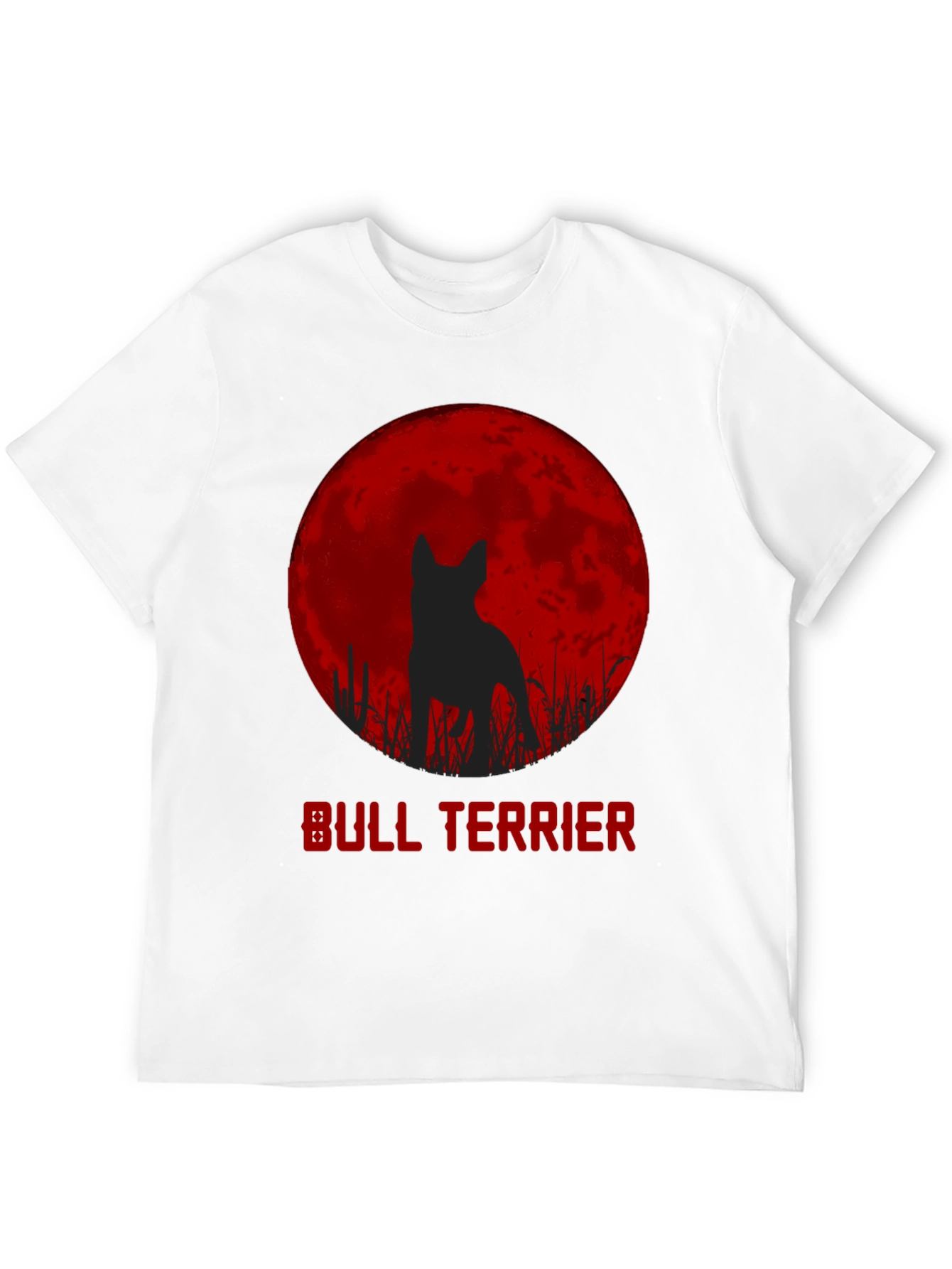 Bull Terrier Moon Silhouette Graphic T-Shirt