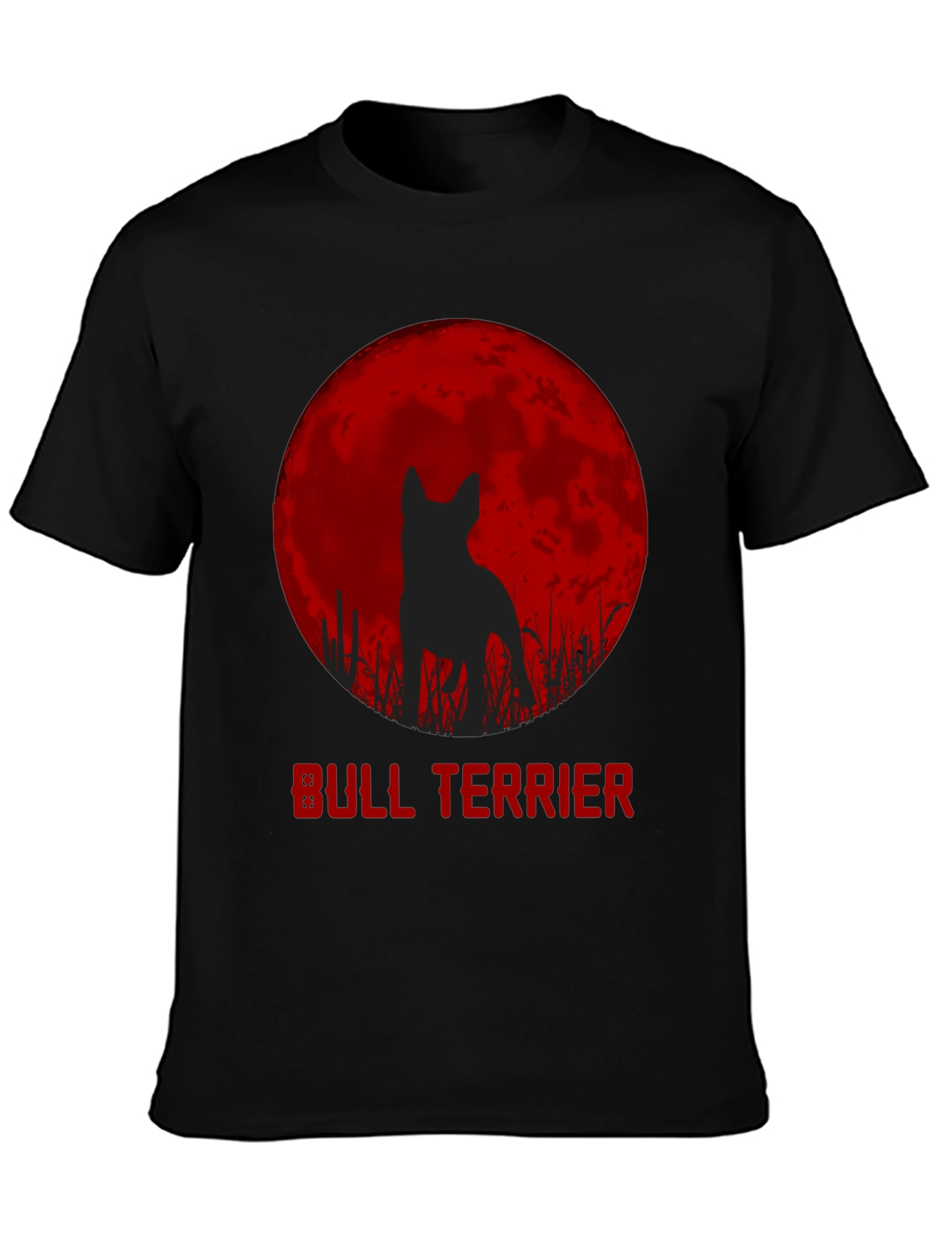 Bull Terrier Moon Silhouette Graphic T-Shirt