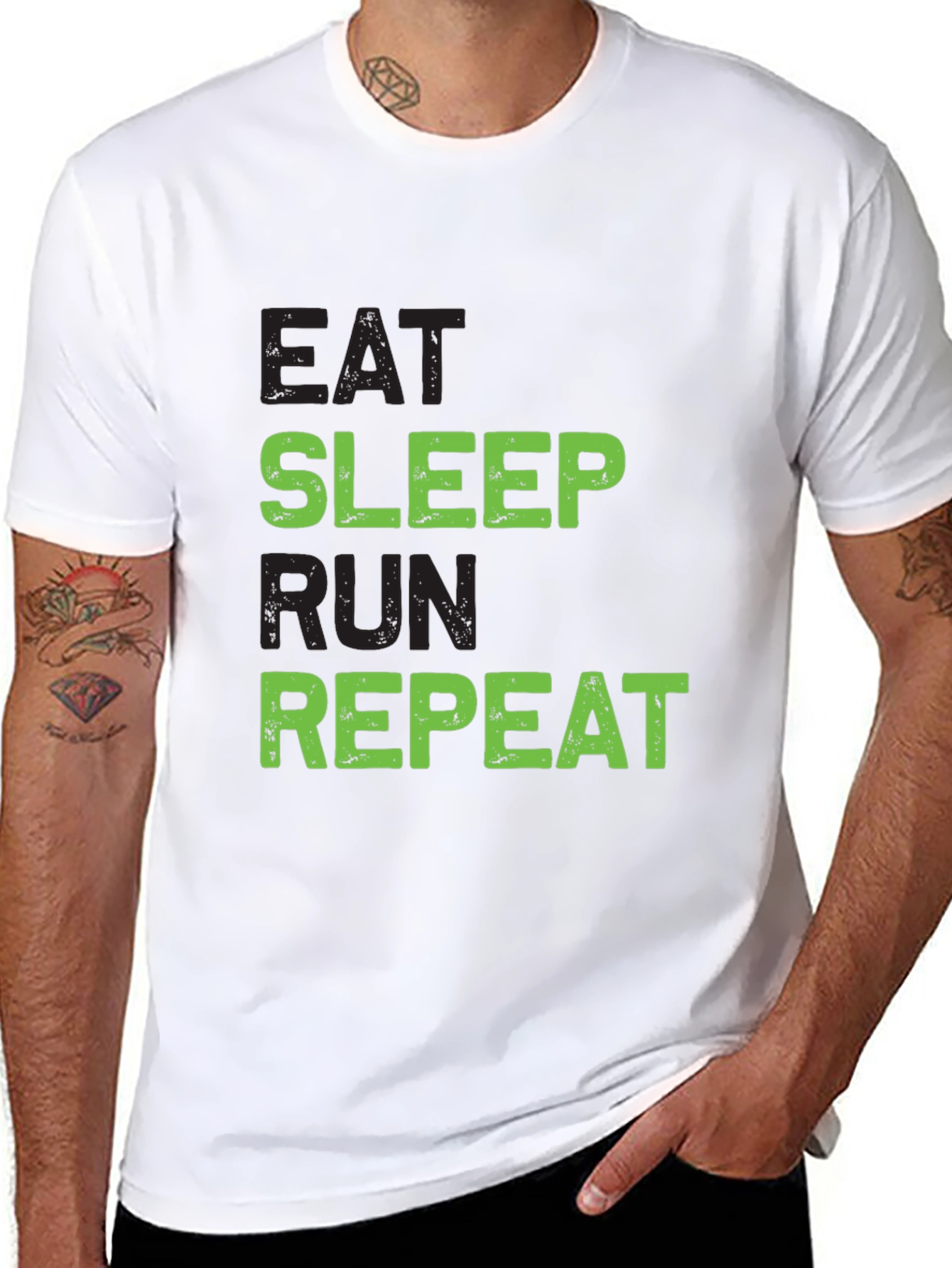Eat Sleep Run Repeat Graphic Tee - Black