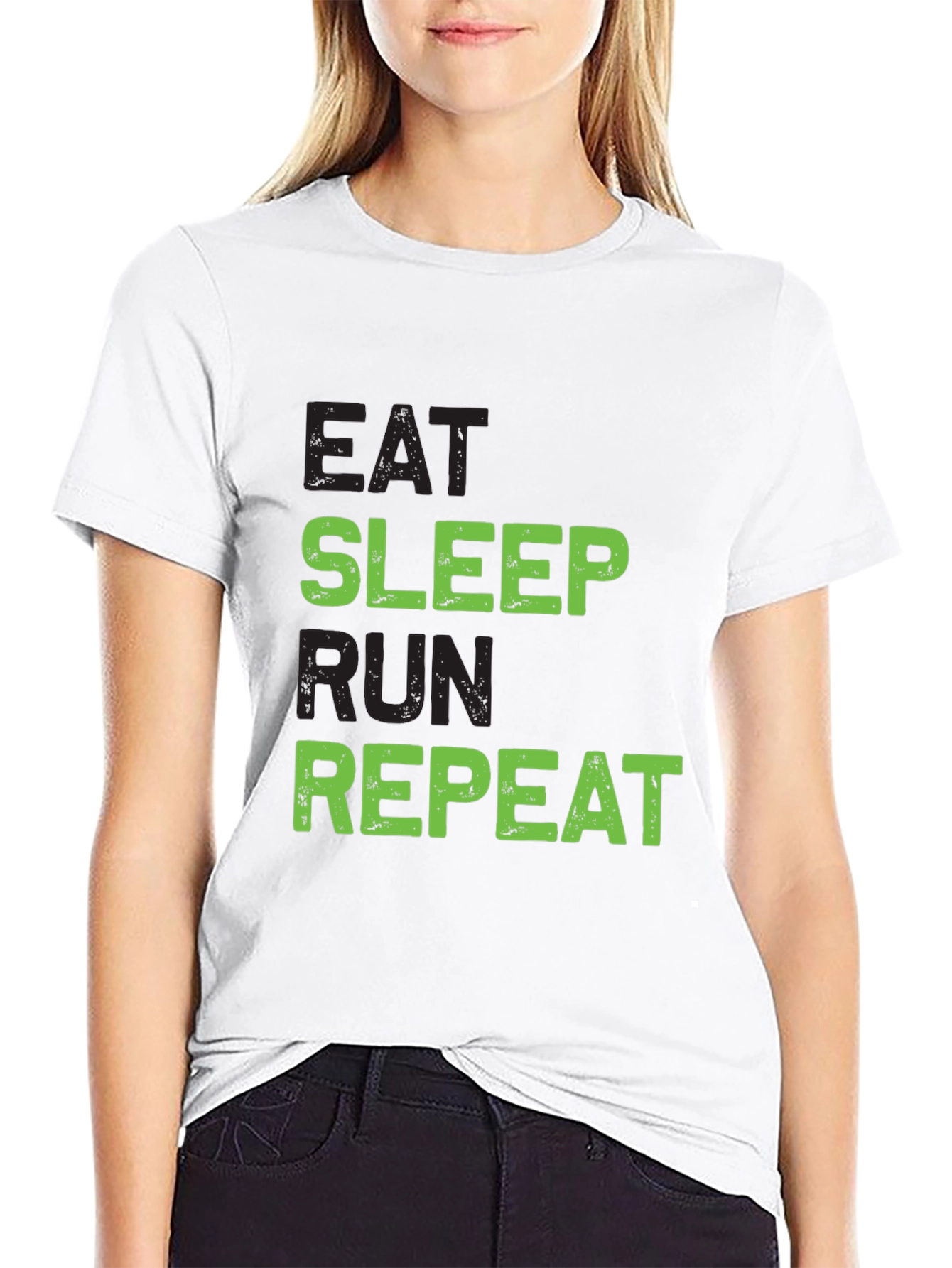 Eat Sleep Run Repeat Graphic Tee - Black