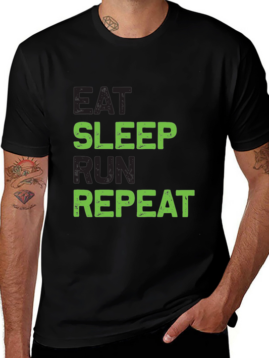 Eat Sleep Run Repeat Graphic Tee - Black