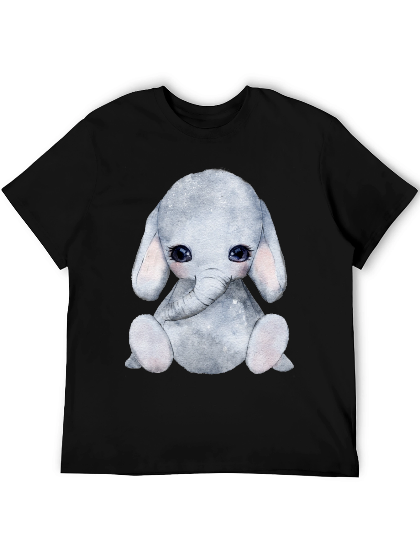 Cute Elephant Graphic Tee - Black