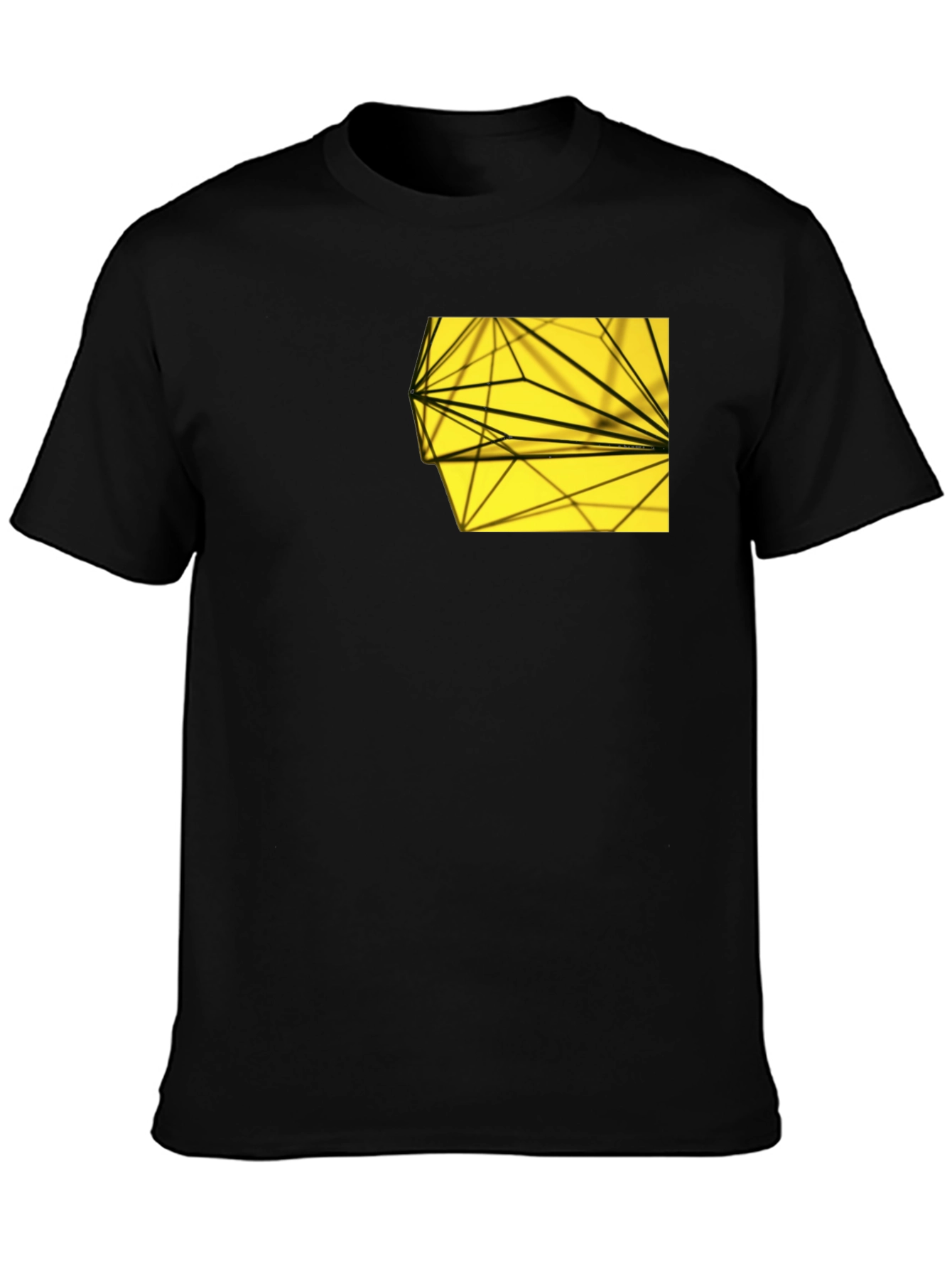 Modern Graphic Tee: Black with Geometric Pocket Design