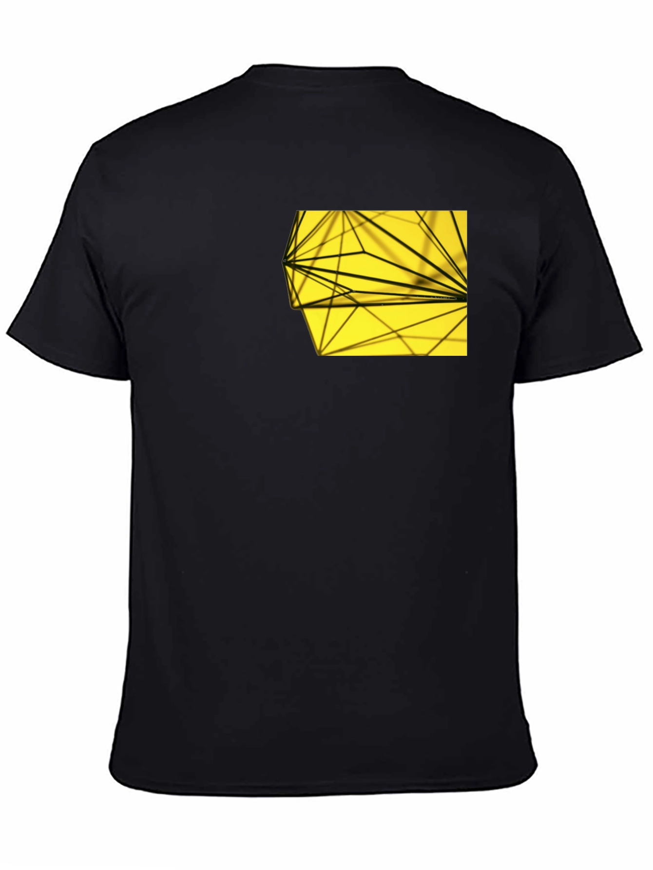 Modern Graphic Tee: Black with Geometric Pocket Design