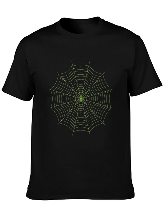 Glow Spider Web Tee - Black Cotton Graphic T-Shirt