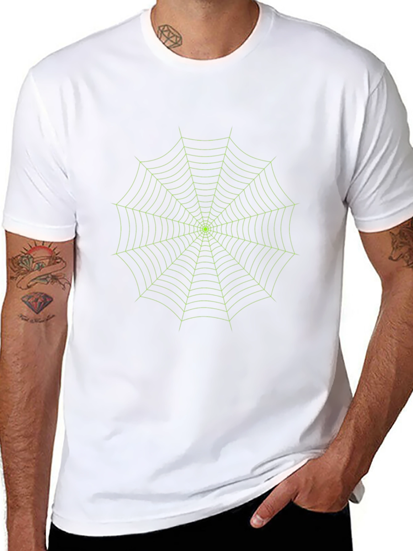 Glow Spider Web Tee - Black Cotton Graphic T-Shirt