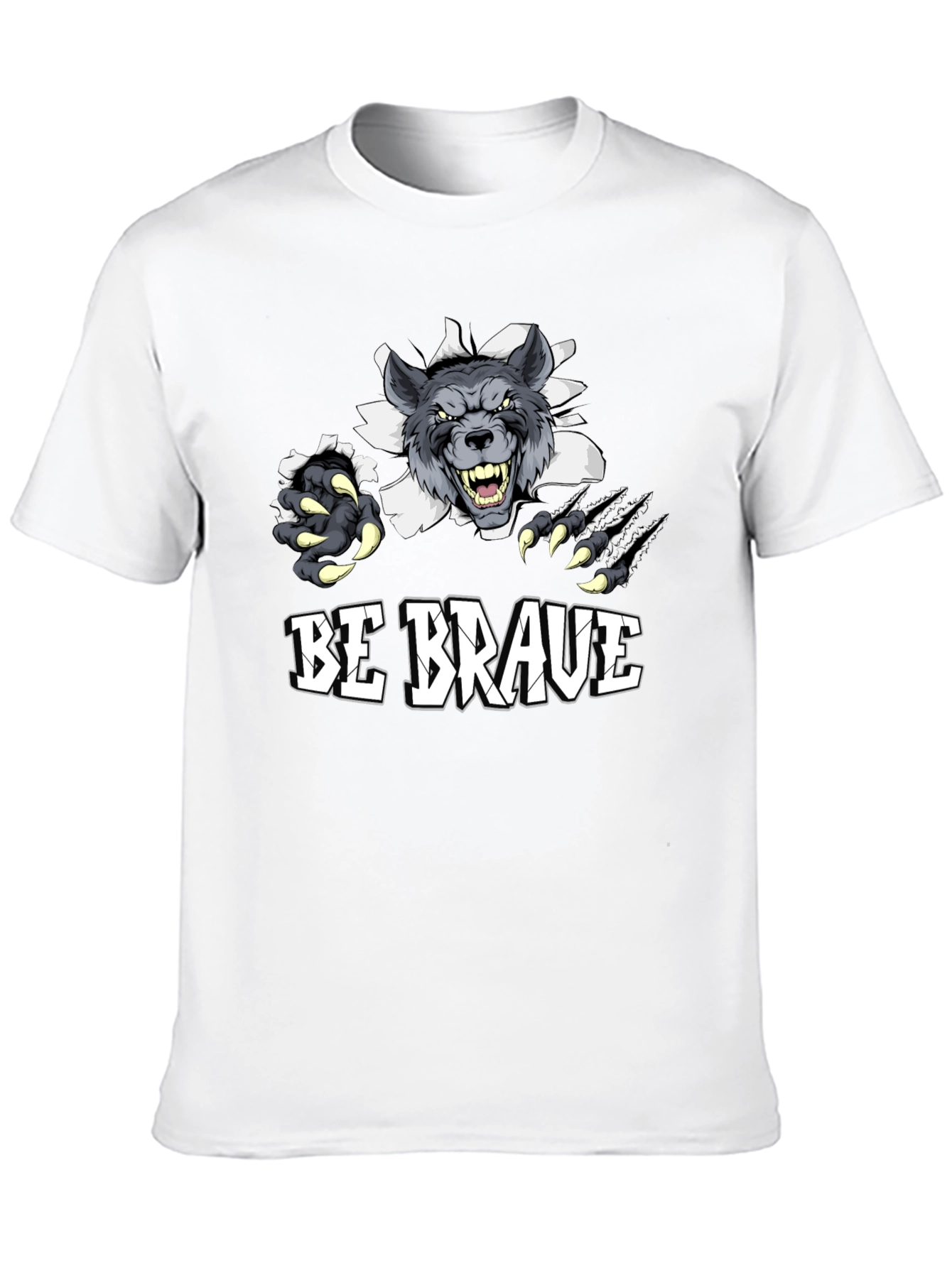 Be Brave Wolf Graphic Print T-Shirt