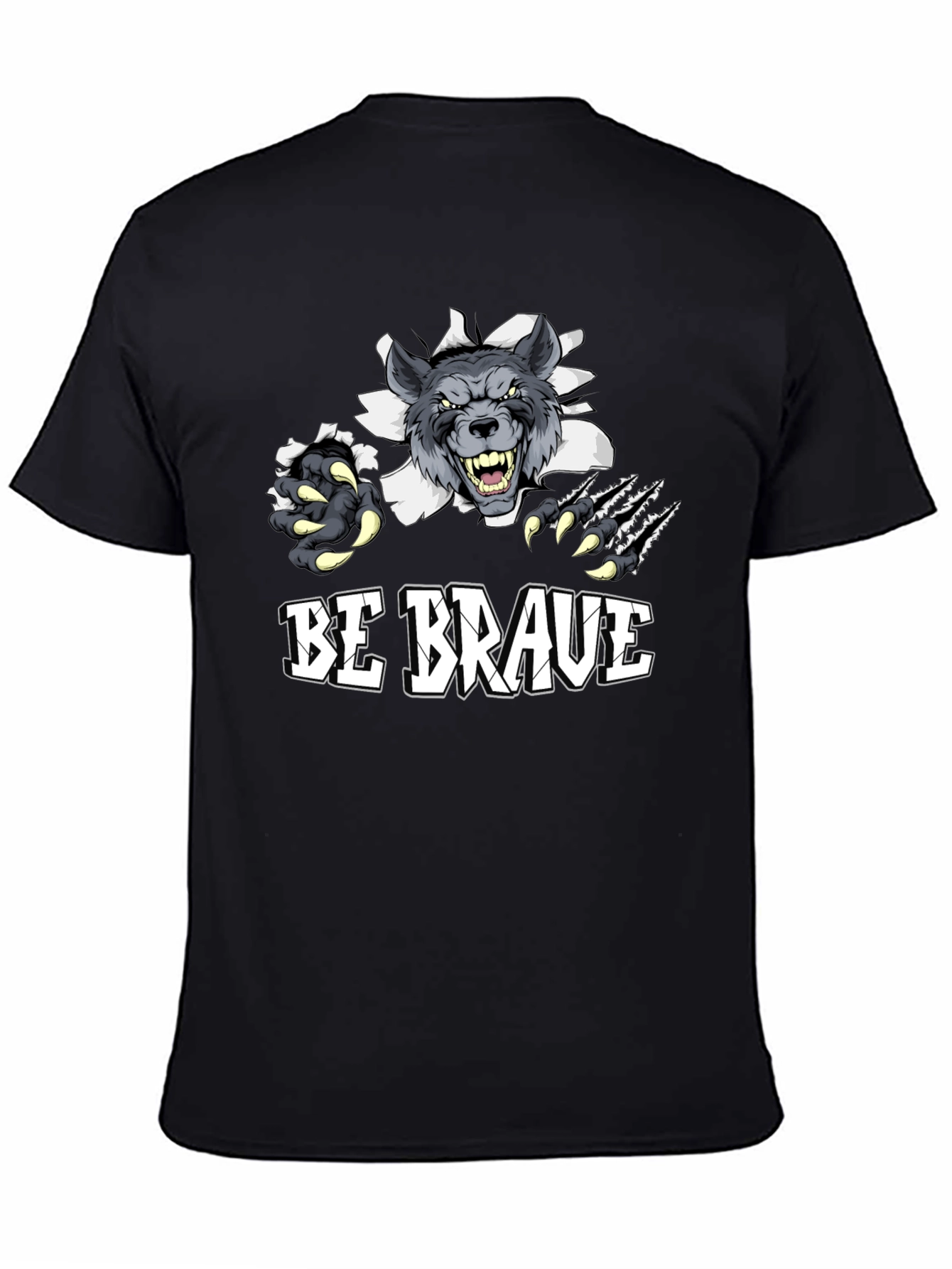 Be Brave Wolf Graphic Print T-Shirt