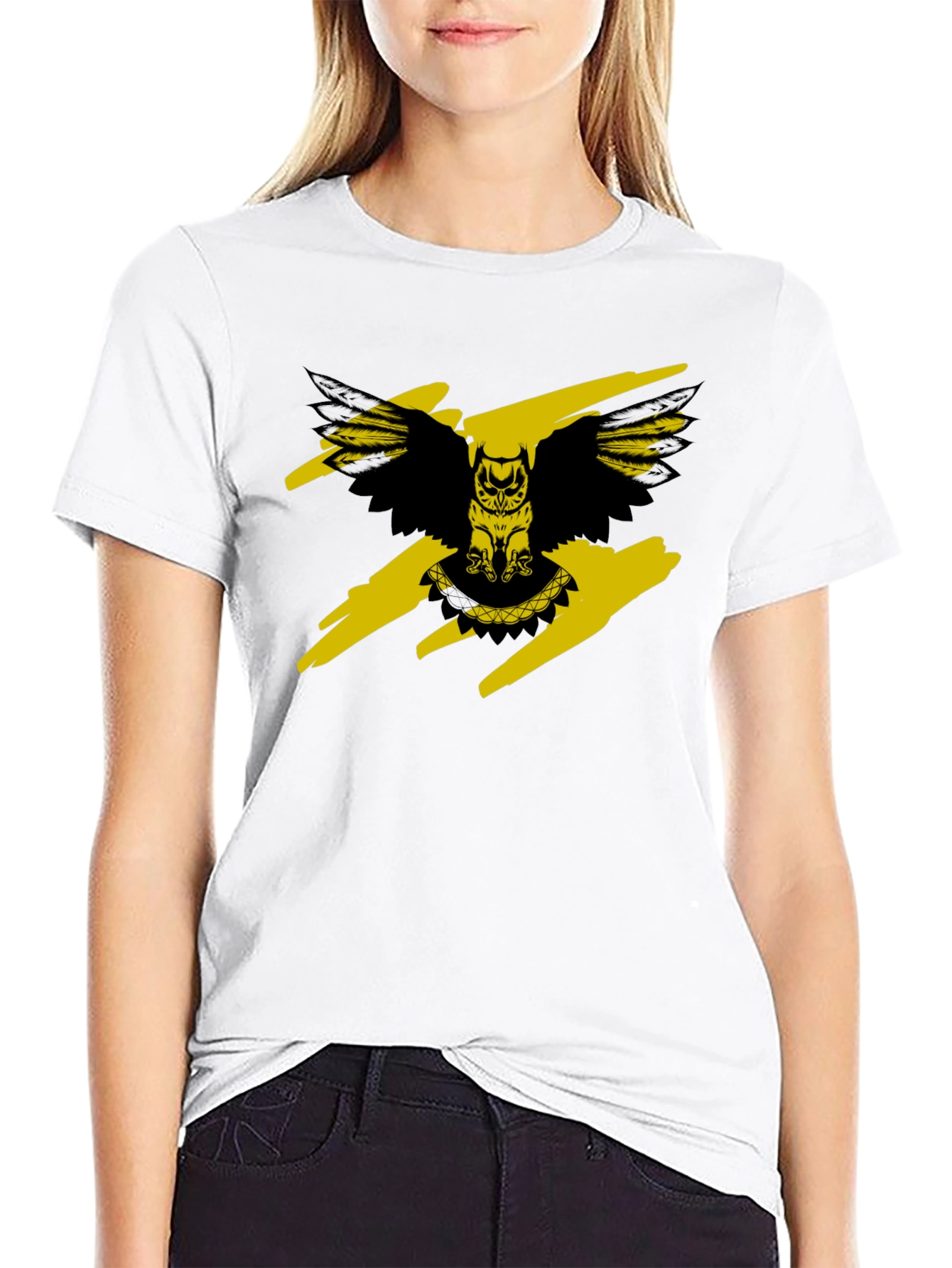 Owl Graphic Print Crew Neck T-Shirt