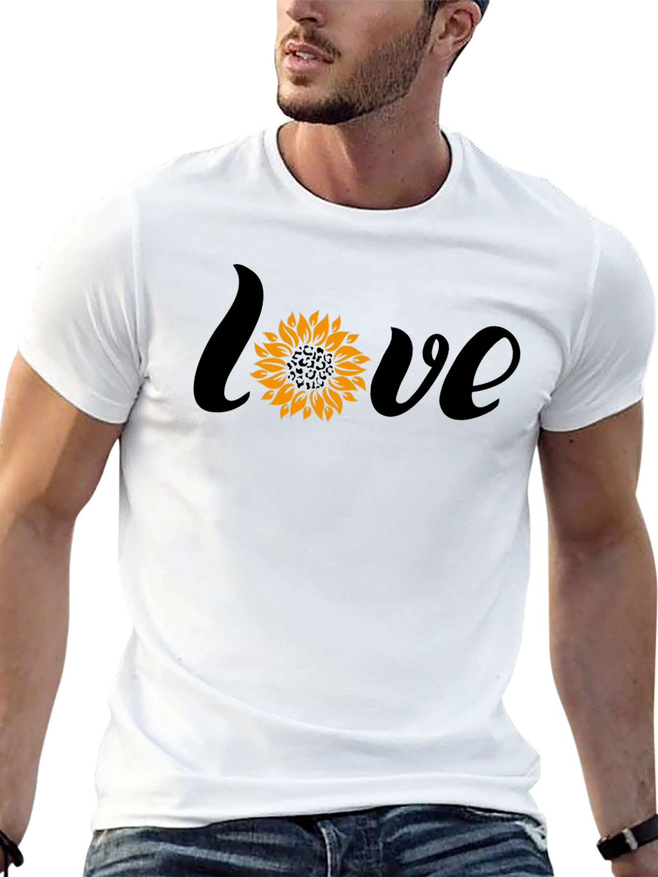 Sunflower Love Graphic Tee - Black Cotton Blend