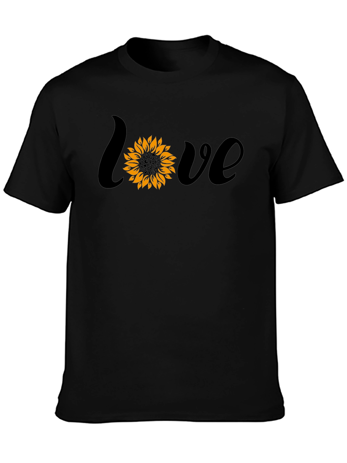 Sunflower Love Graphic Tee - Black Cotton Blend