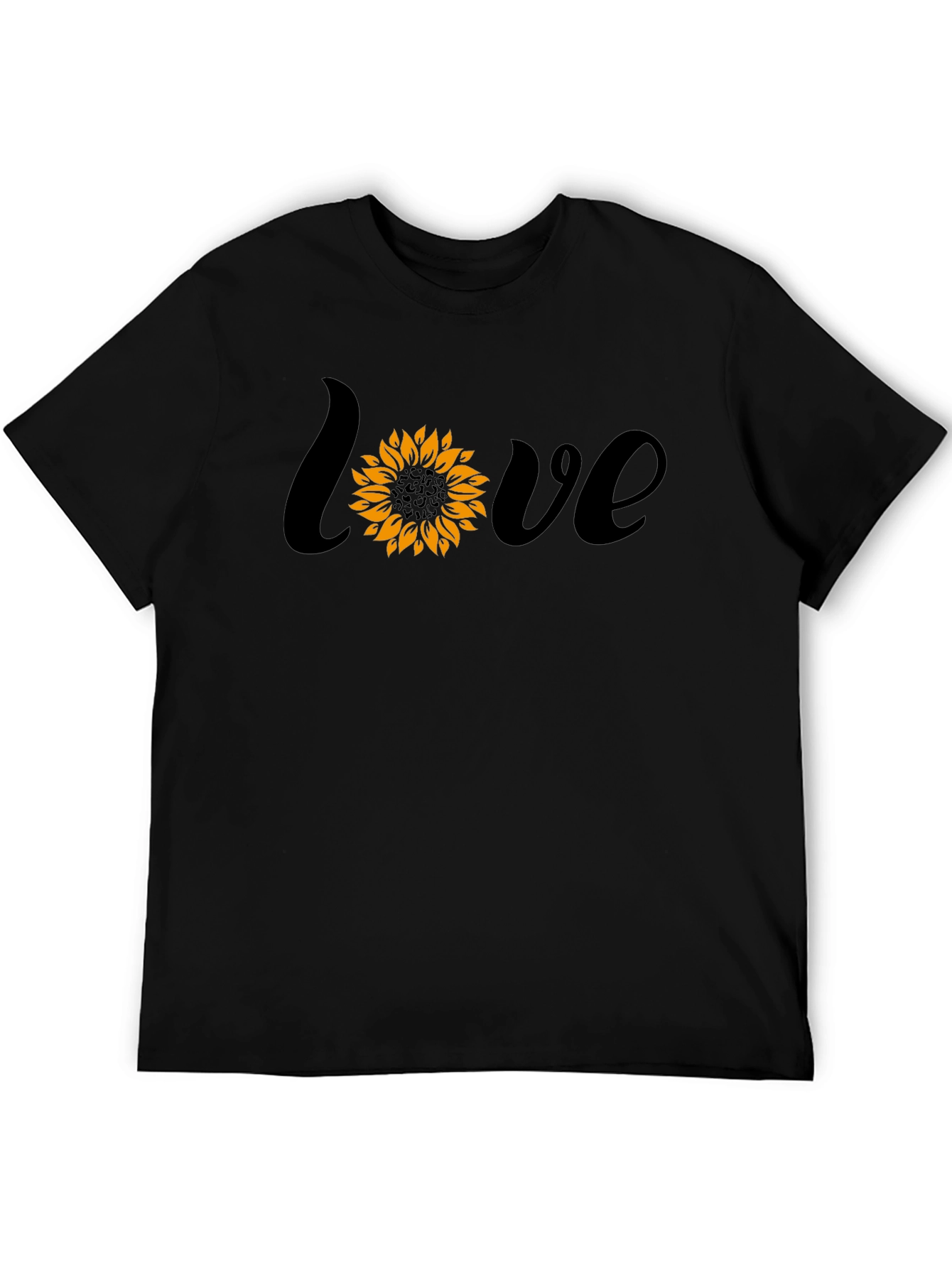 Sunflower Love Graphic Tee - Black Cotton Blend
