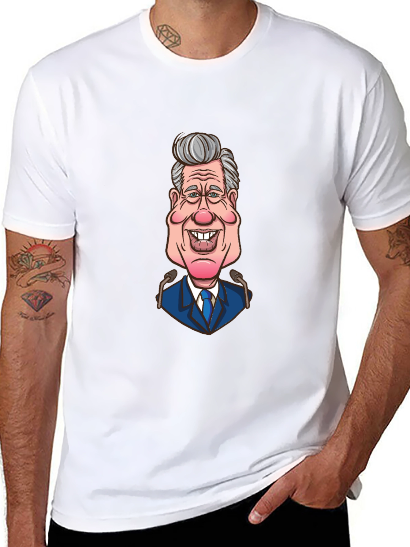 Caricature Graphic Print Black Cotton T-Shirt