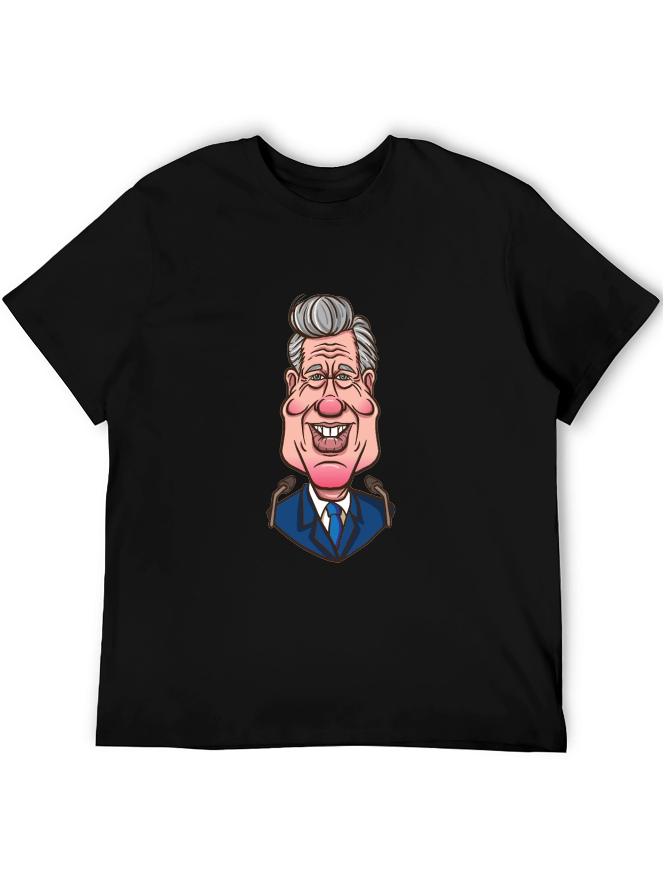 Caricature Graphic Print Black Cotton T-Shirt