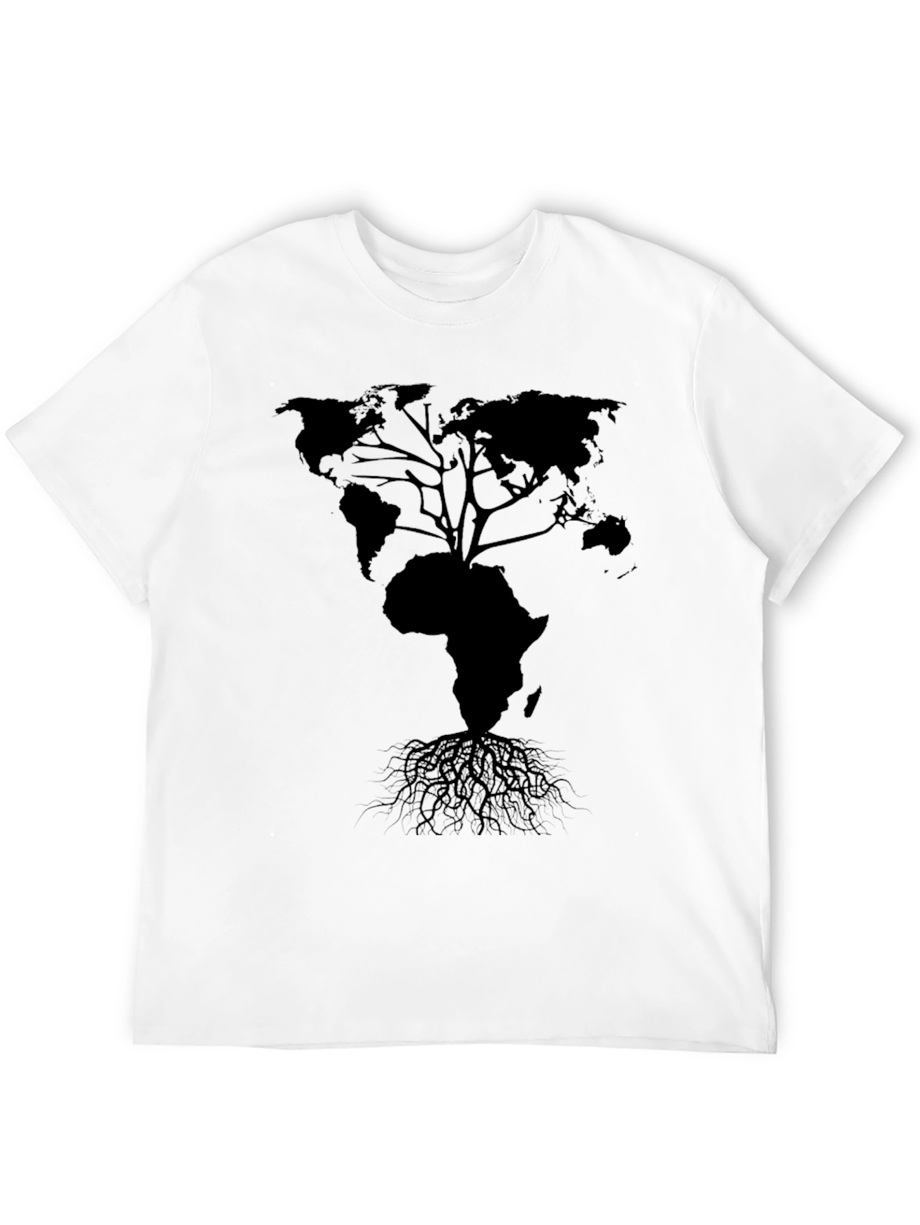 World Map Tree T-Shirt - Black