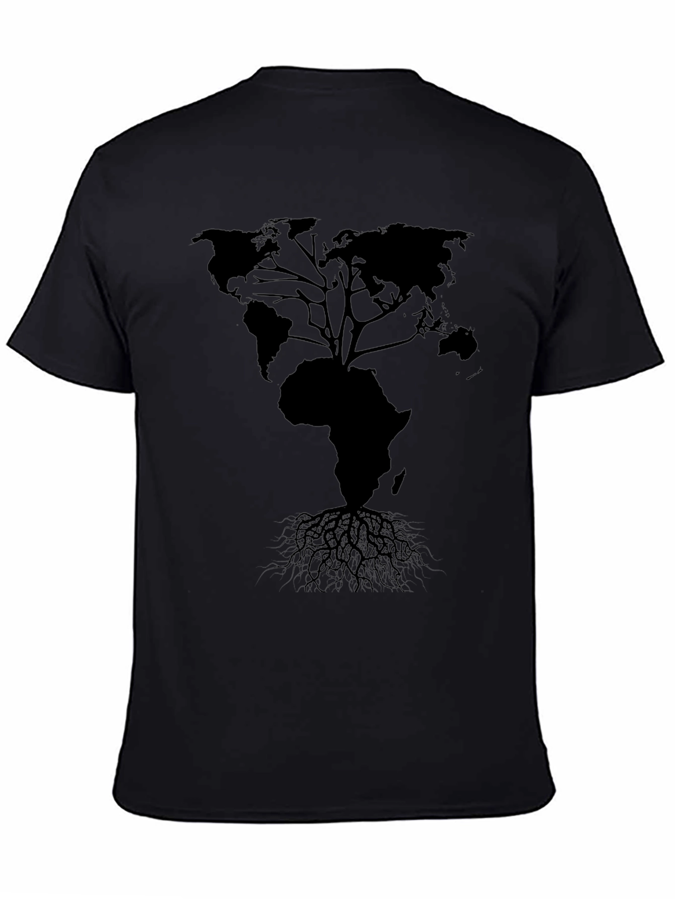 World Map Tree T-Shirt - Black