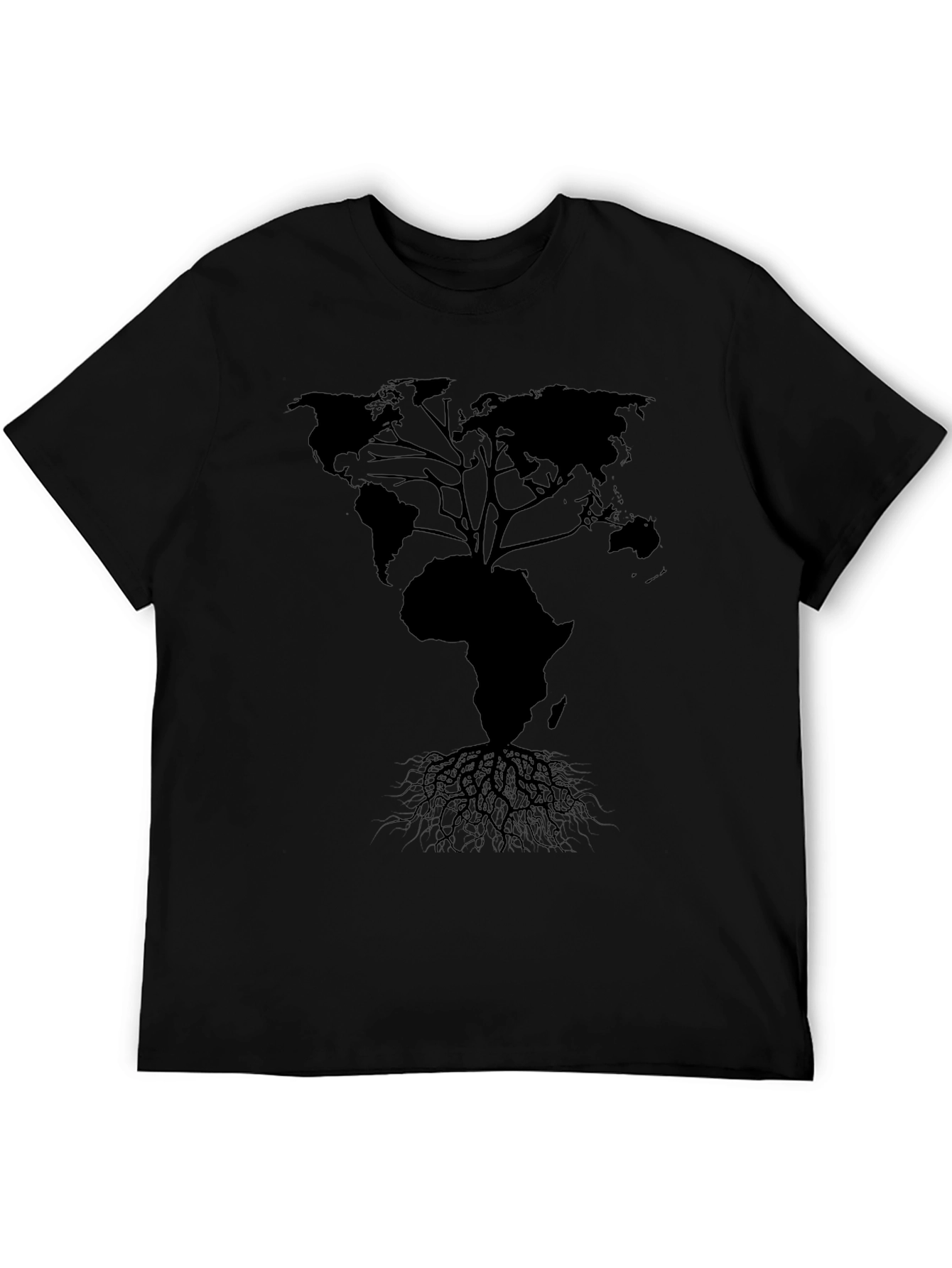 World Map Tree T-Shirt - Black
