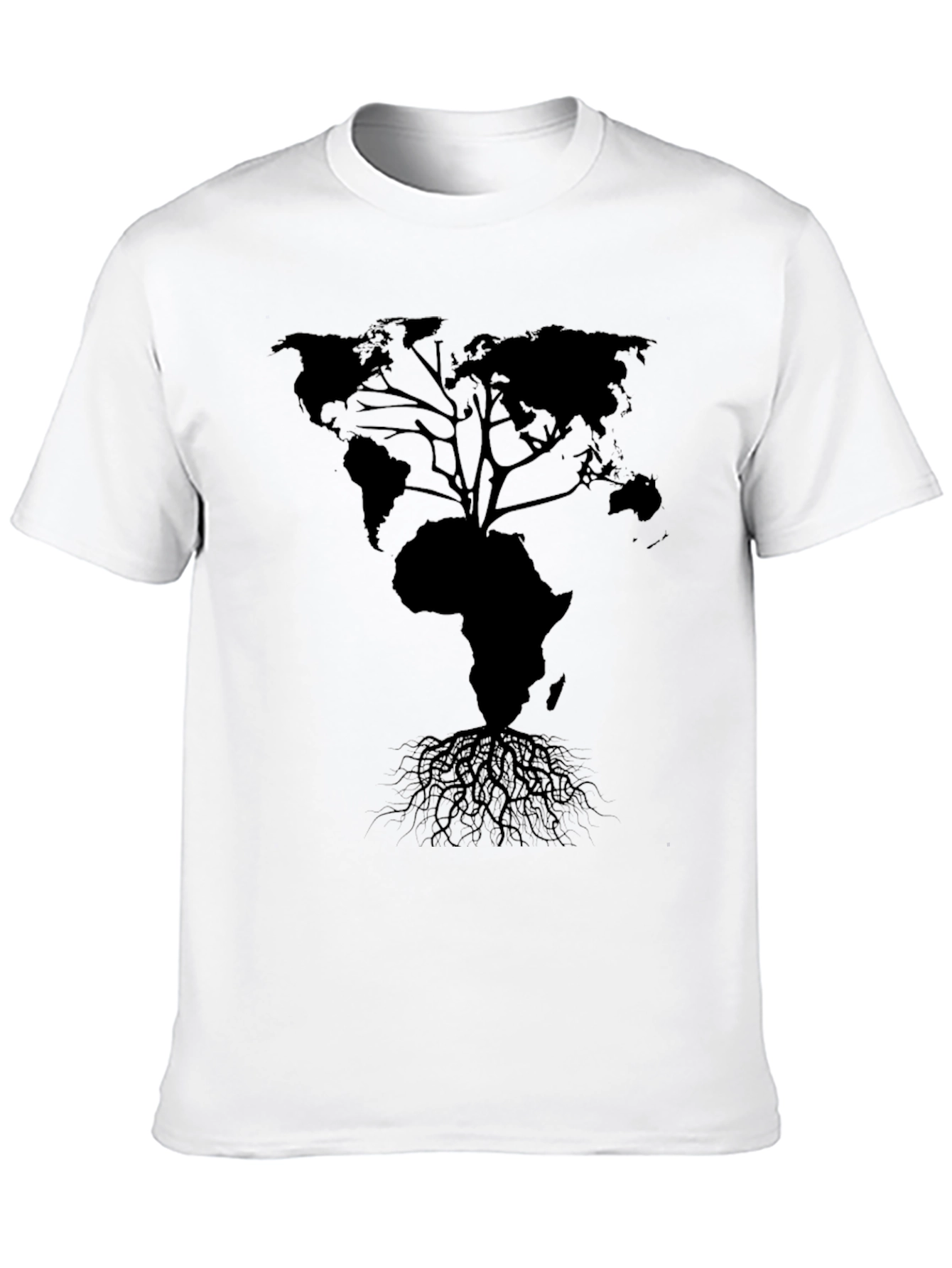 World Map Tree T-Shirt - Black