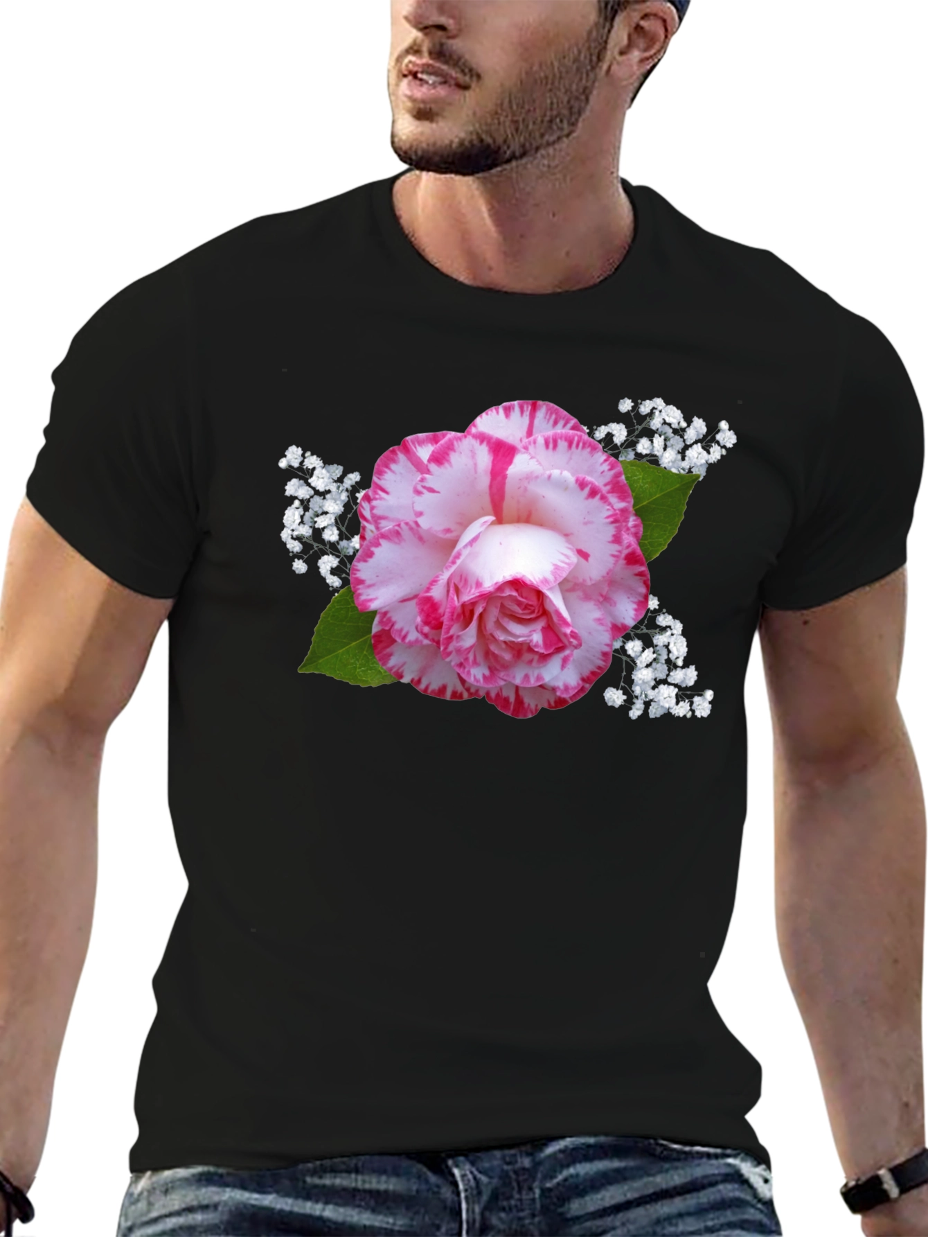 Floral Print Black T-Shirt - Stylish & Unique