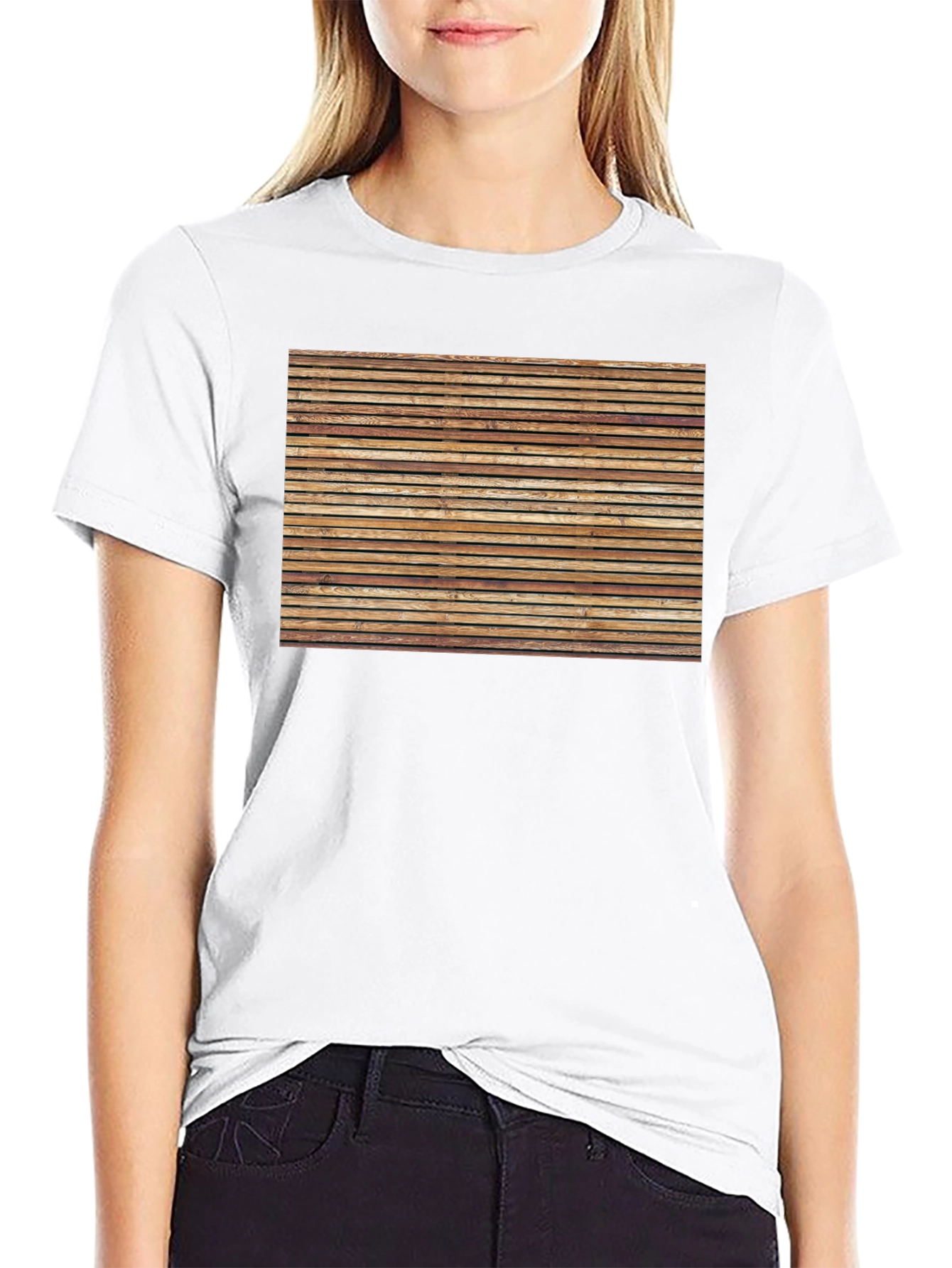 Rustic Wooden Plank Graphic Tee - Casual Comfort