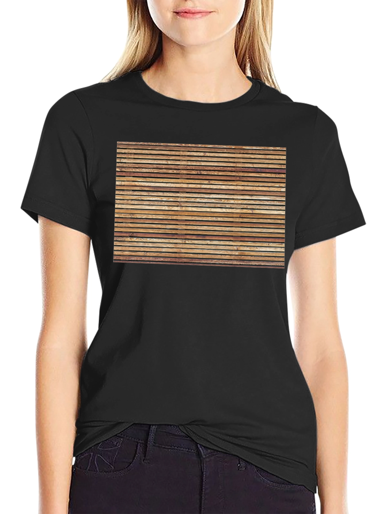 Rustic Wooden Plank Graphic Tee - Casual Comfort