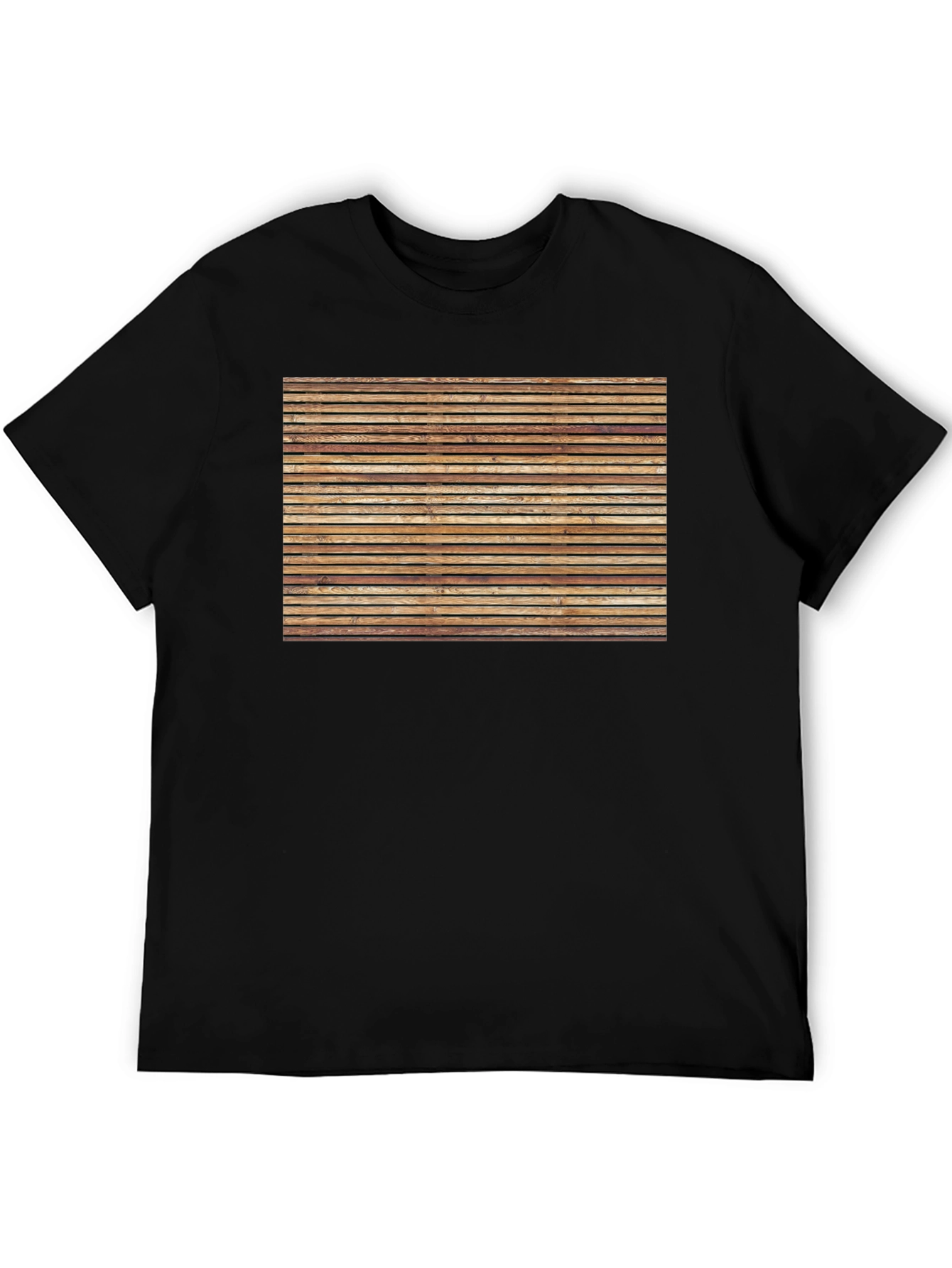Rustic Wooden Plank Graphic Tee - Casual Comfort