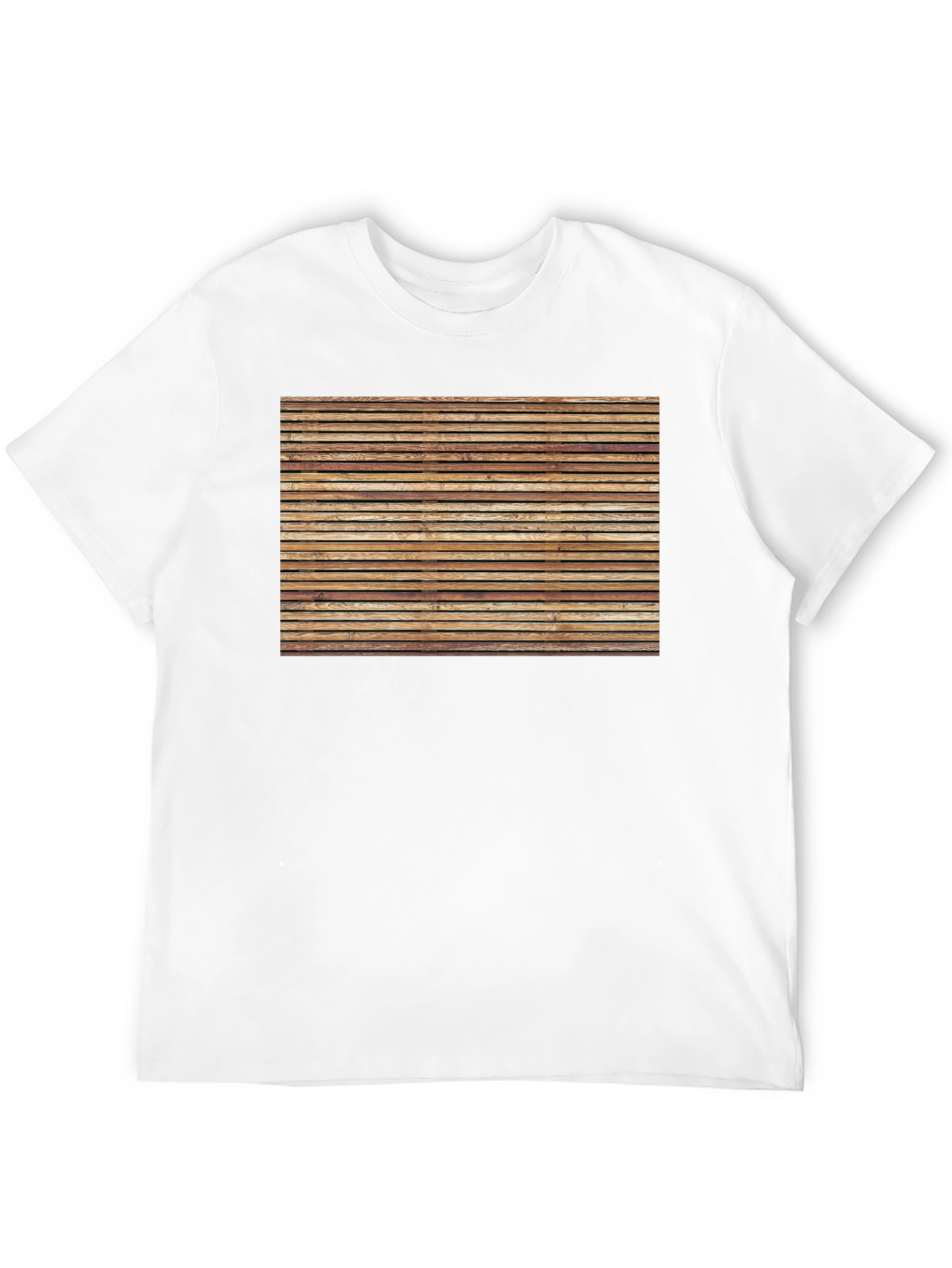Rustic Wooden Plank Graphic Tee - Casual Comfort
