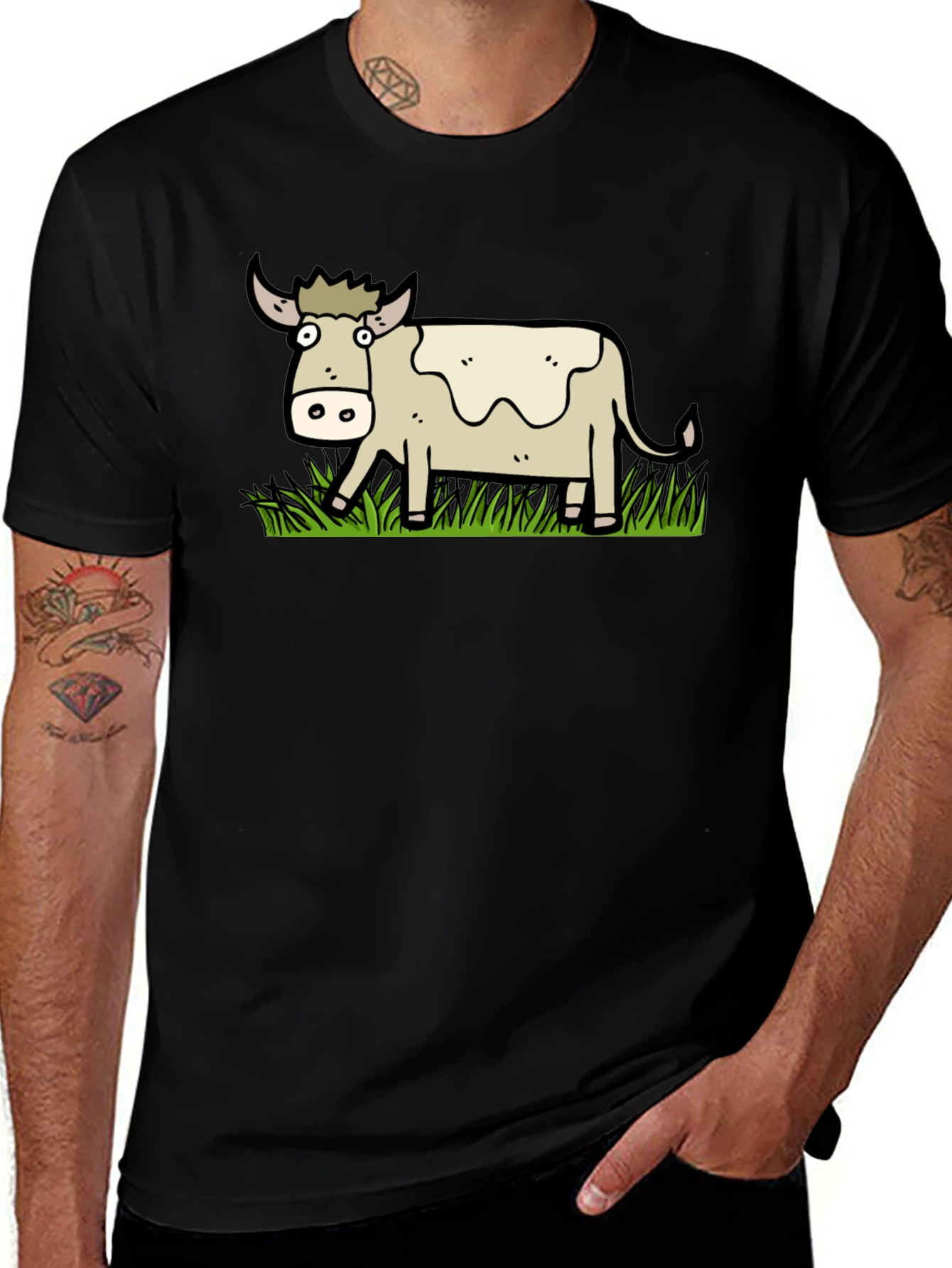 Cartoon Cow Graphic T-Shirt - Unisex