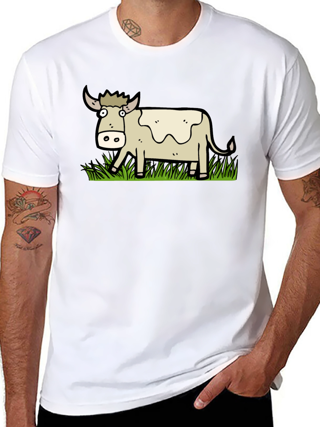 Cartoon Cow Graphic T-Shirt - Unisex