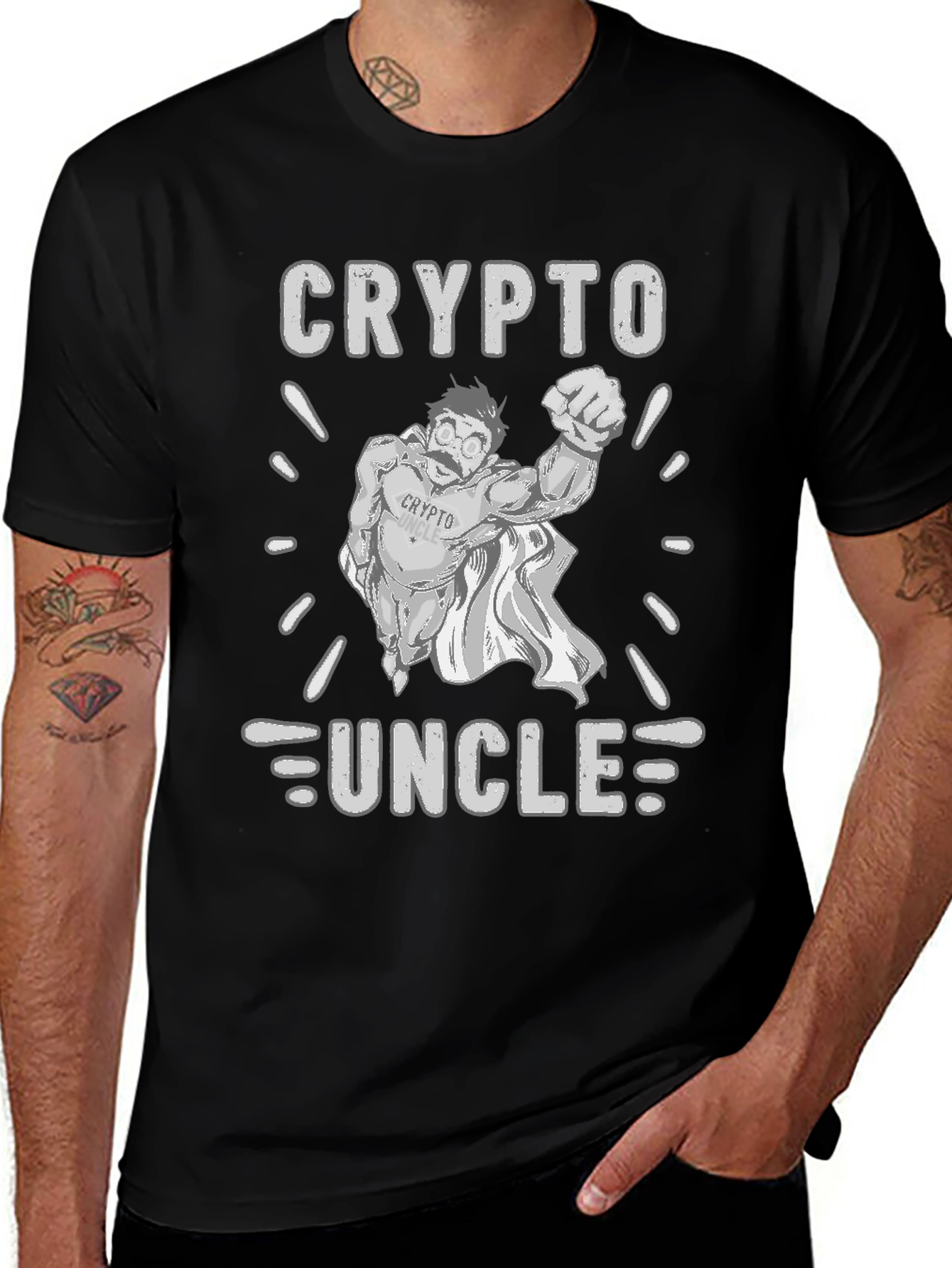 Crypto Uncle T-Shirt - Black Cotton Tee