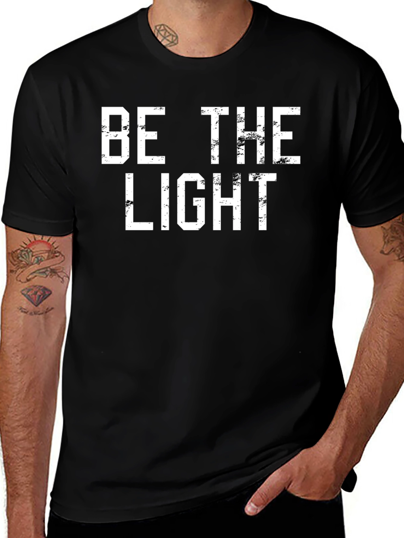 Be The Light Graphic Tee - Black Cotton T-Shirt