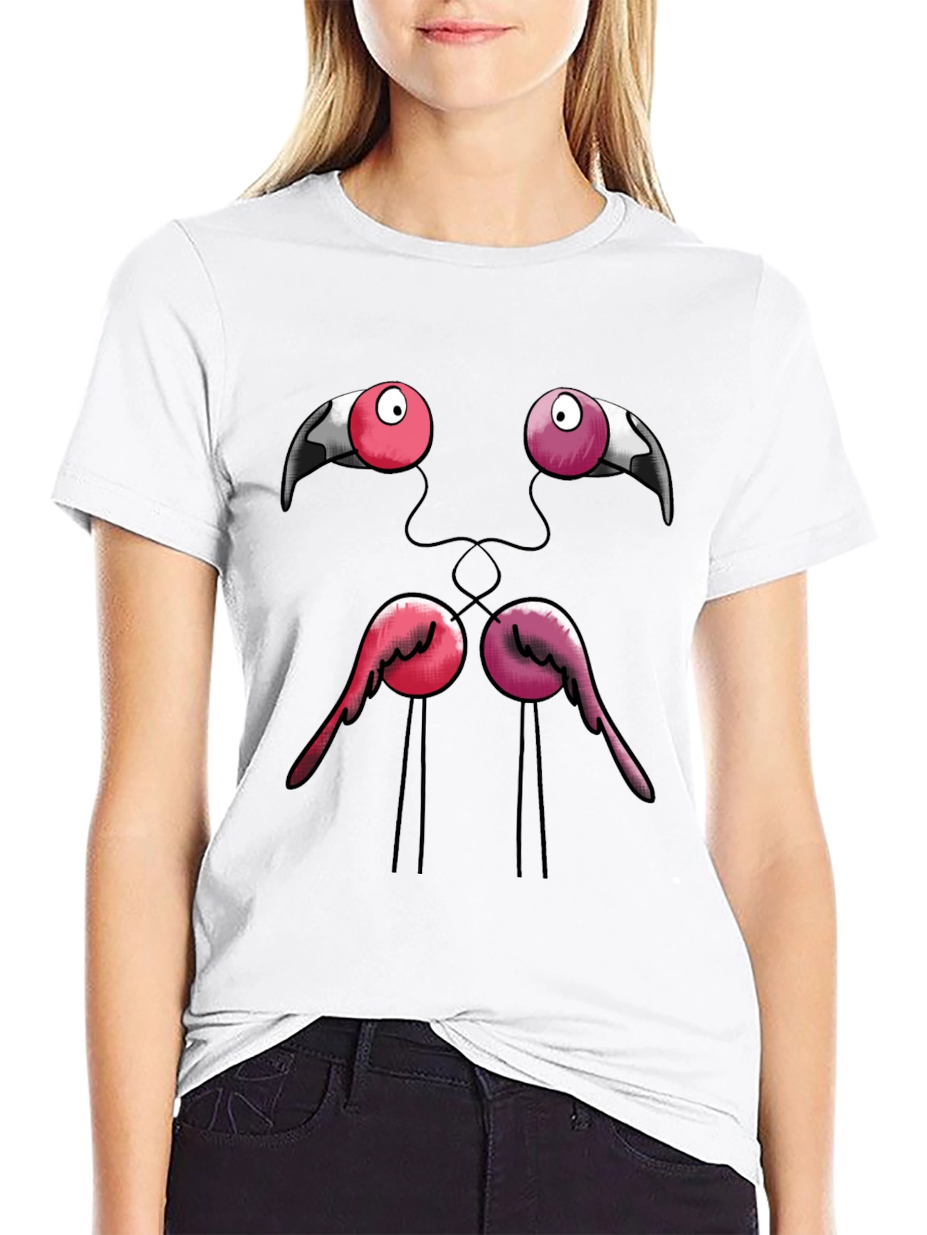 Flamingo Face T-Shirt - Quirky Graphic Tee