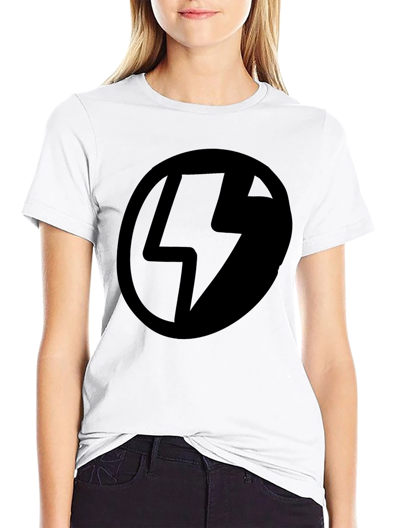 Black Lightning Bolt Logo T-Shirt