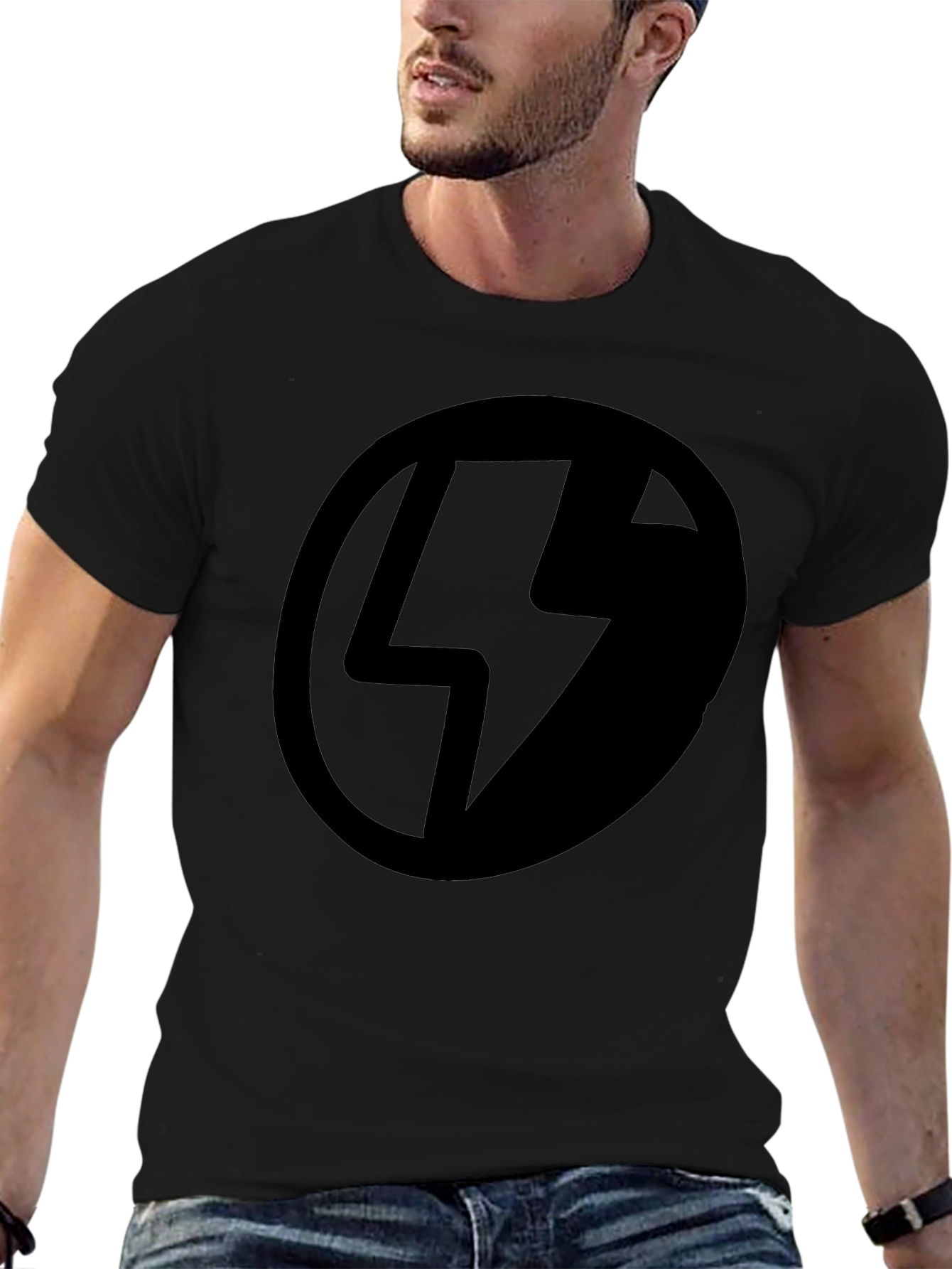 Black Lightning Bolt Logo T-Shirt
