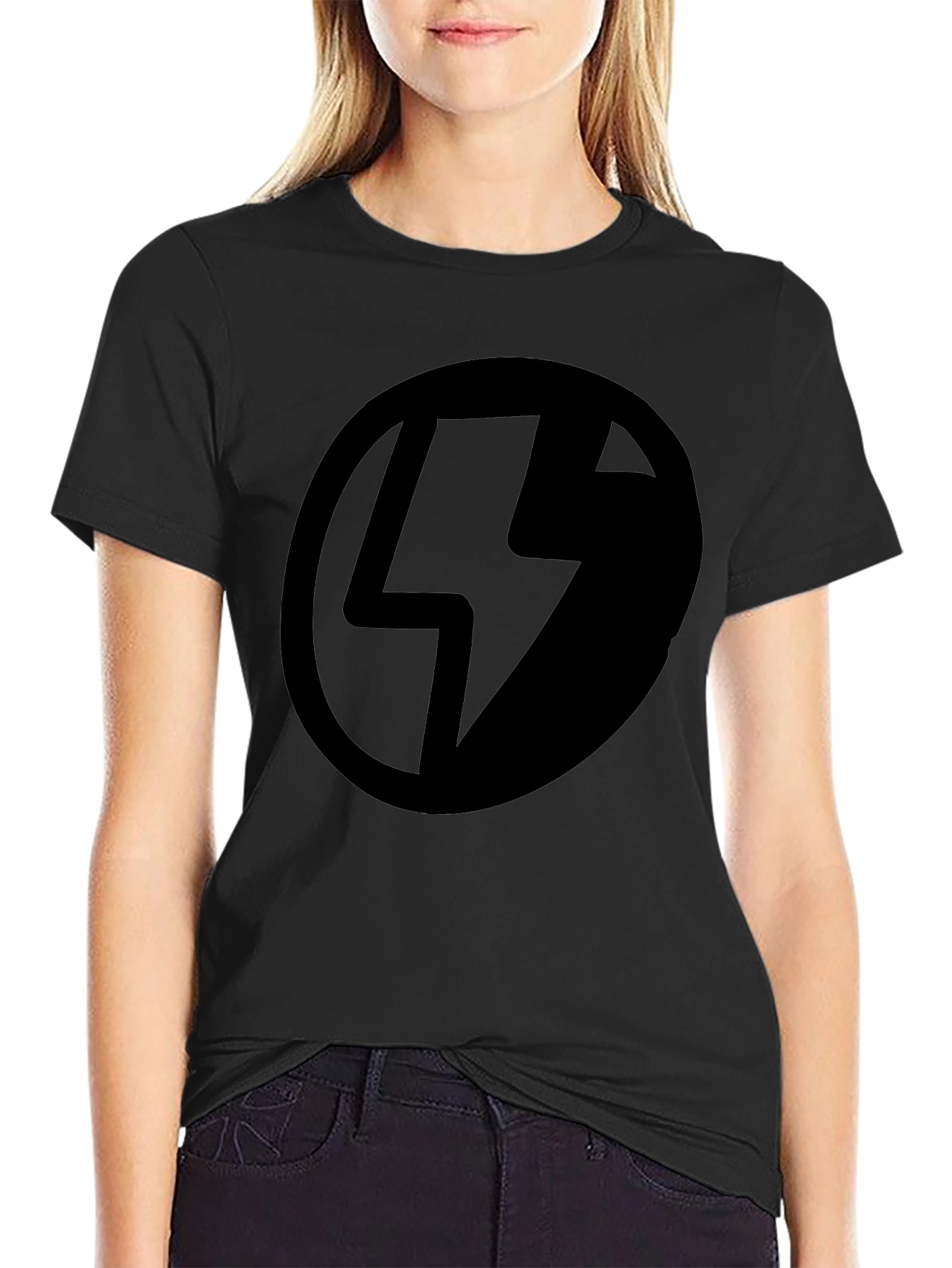 Black Lightning Bolt Logo T-Shirt