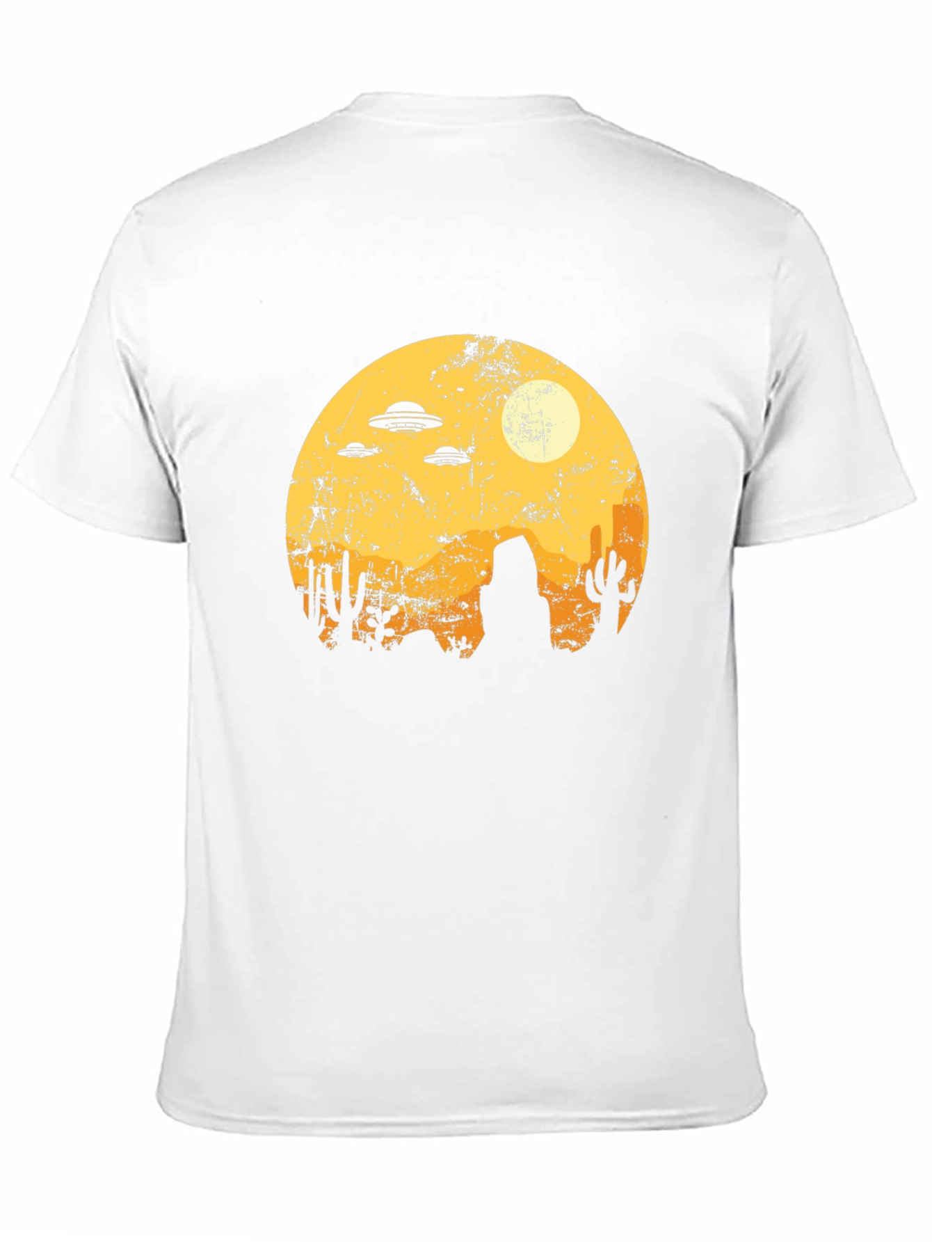Retro Desert Alien UFO Graphic Tee - Black