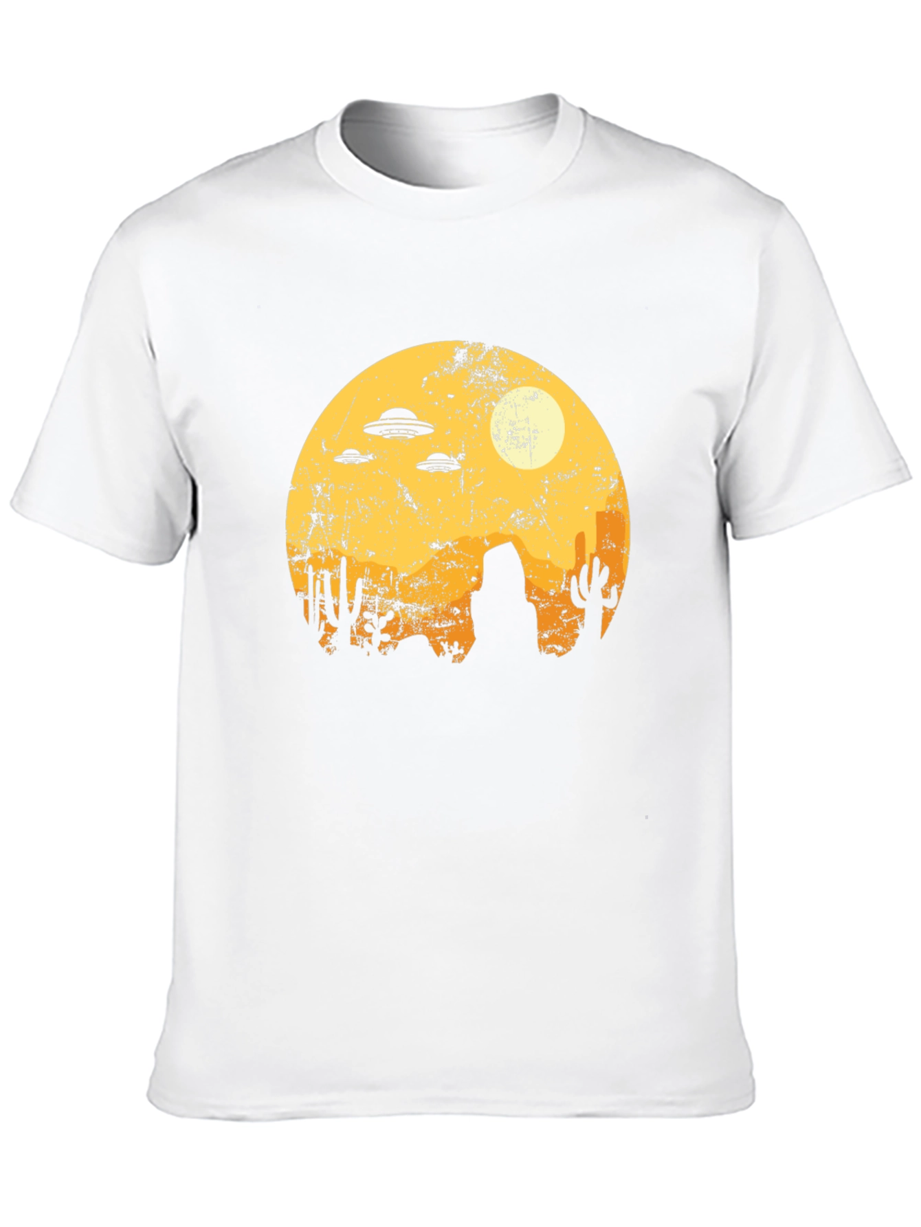Retro Desert Alien UFO Graphic Tee - Black