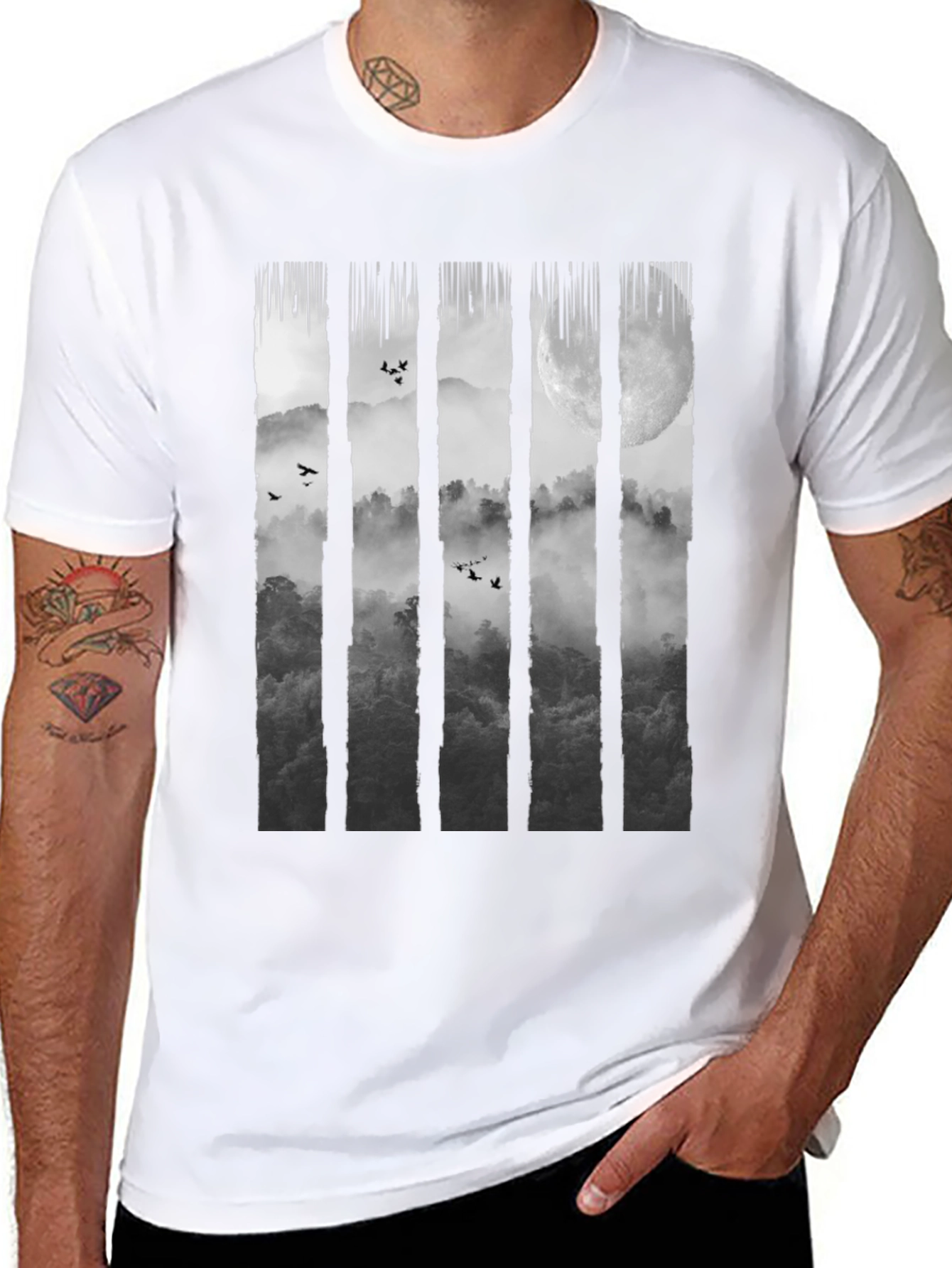 Mystic Moon Forest Graphic Tee - Black